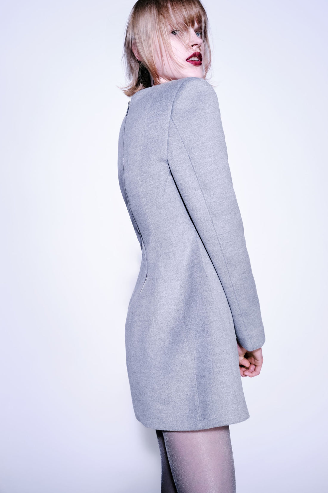 Padded Shoulder Long Sleeve Minidress (Final Sale)