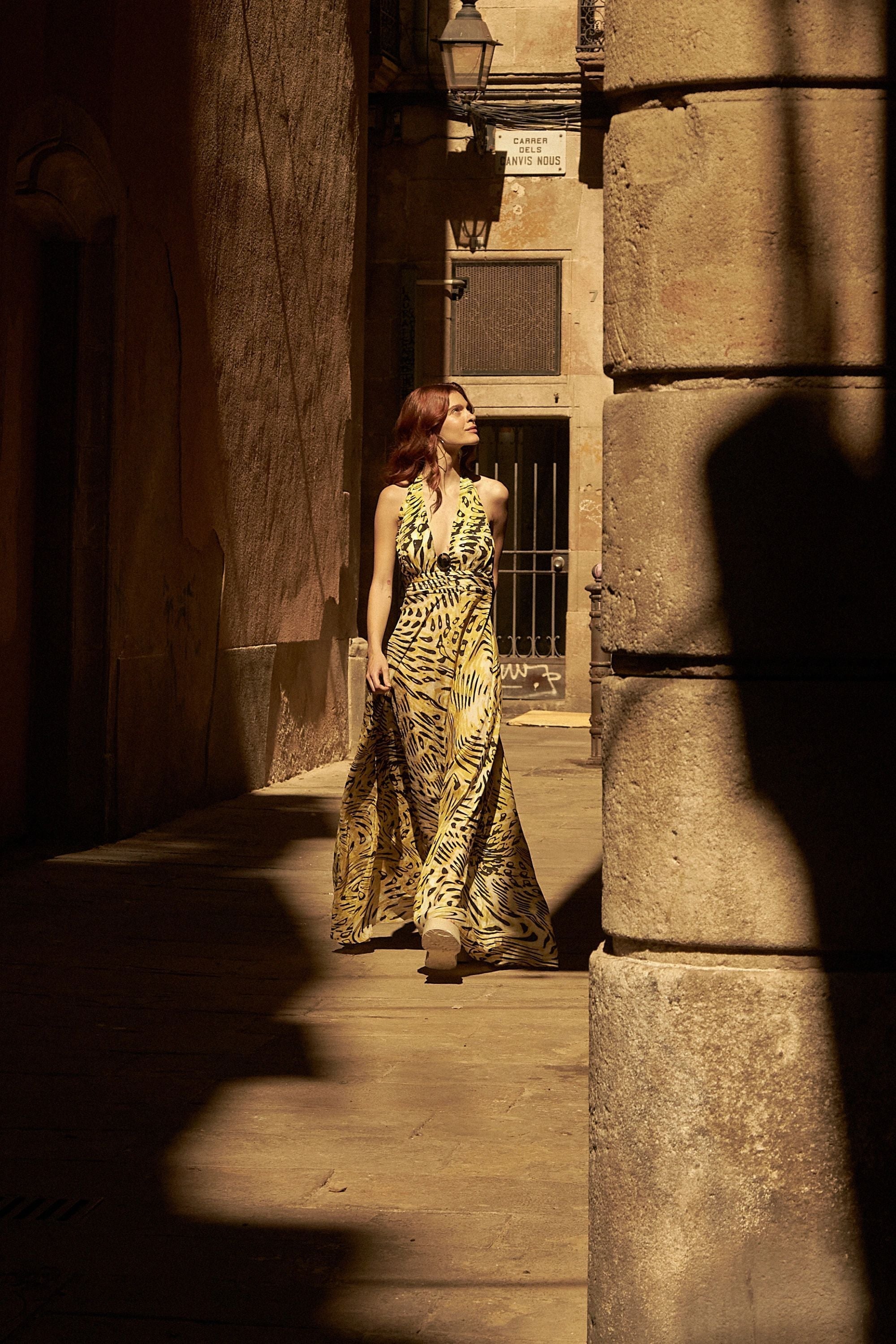 Ankle Length Dress with Accessory Detail (Final Sale)