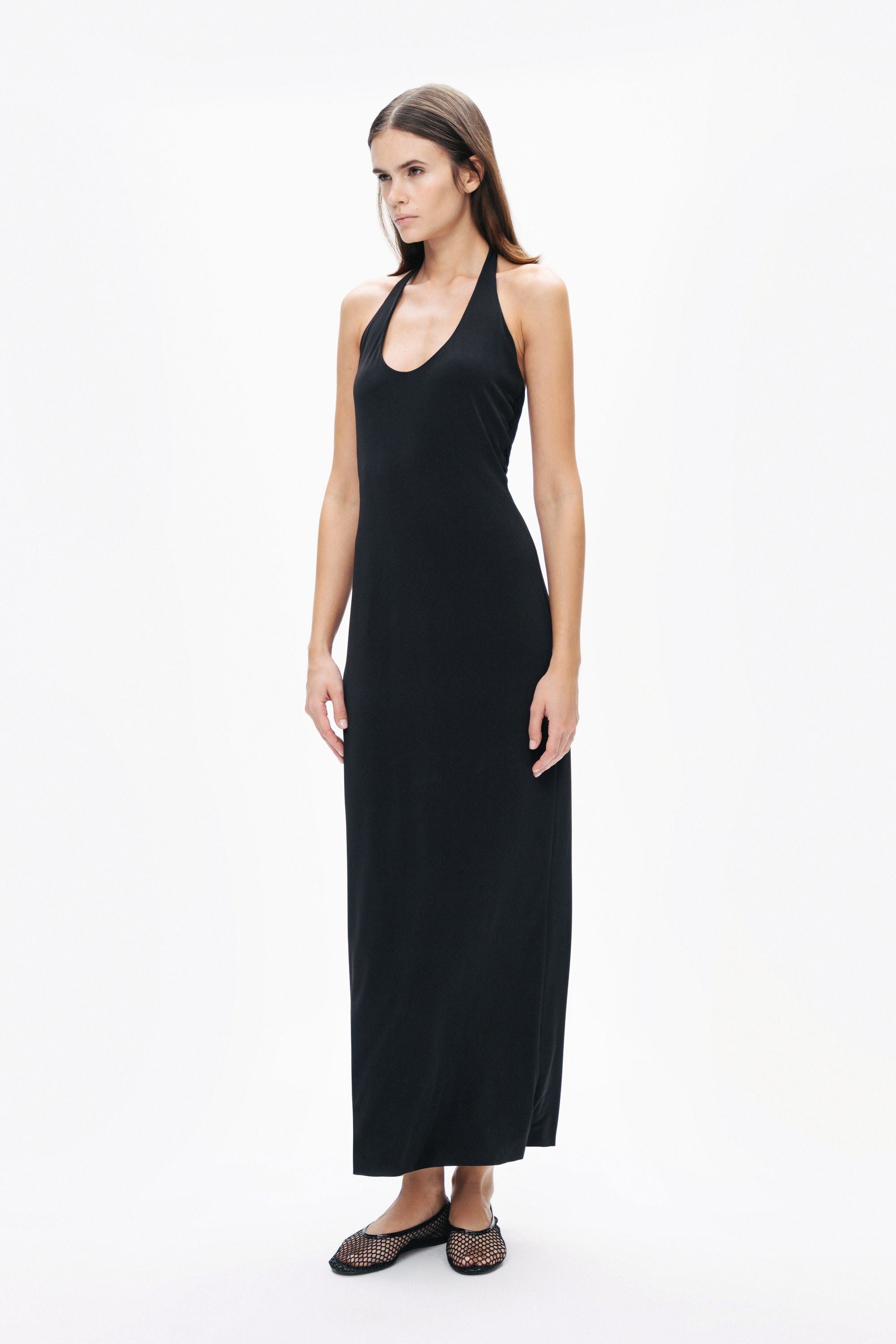 Black Maxi Dress with Back Accessory