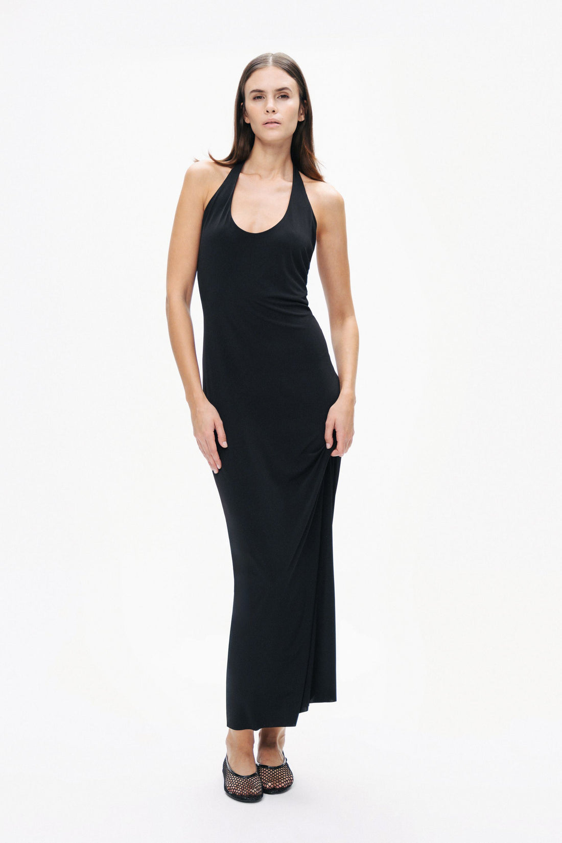 Black Maxi Dress with Back Accessory