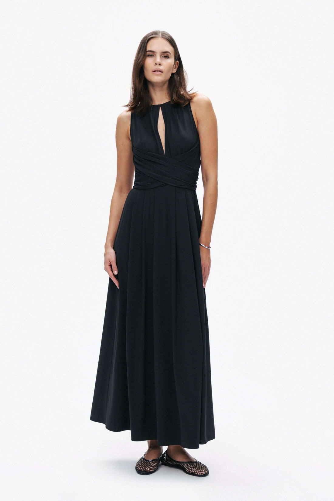 Black Maxi Dress with Belt Ties