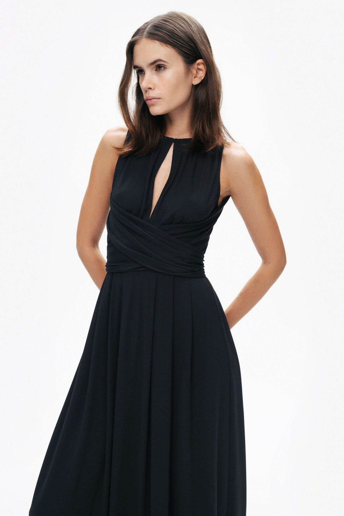 Black Maxi Dress with Belt Ties