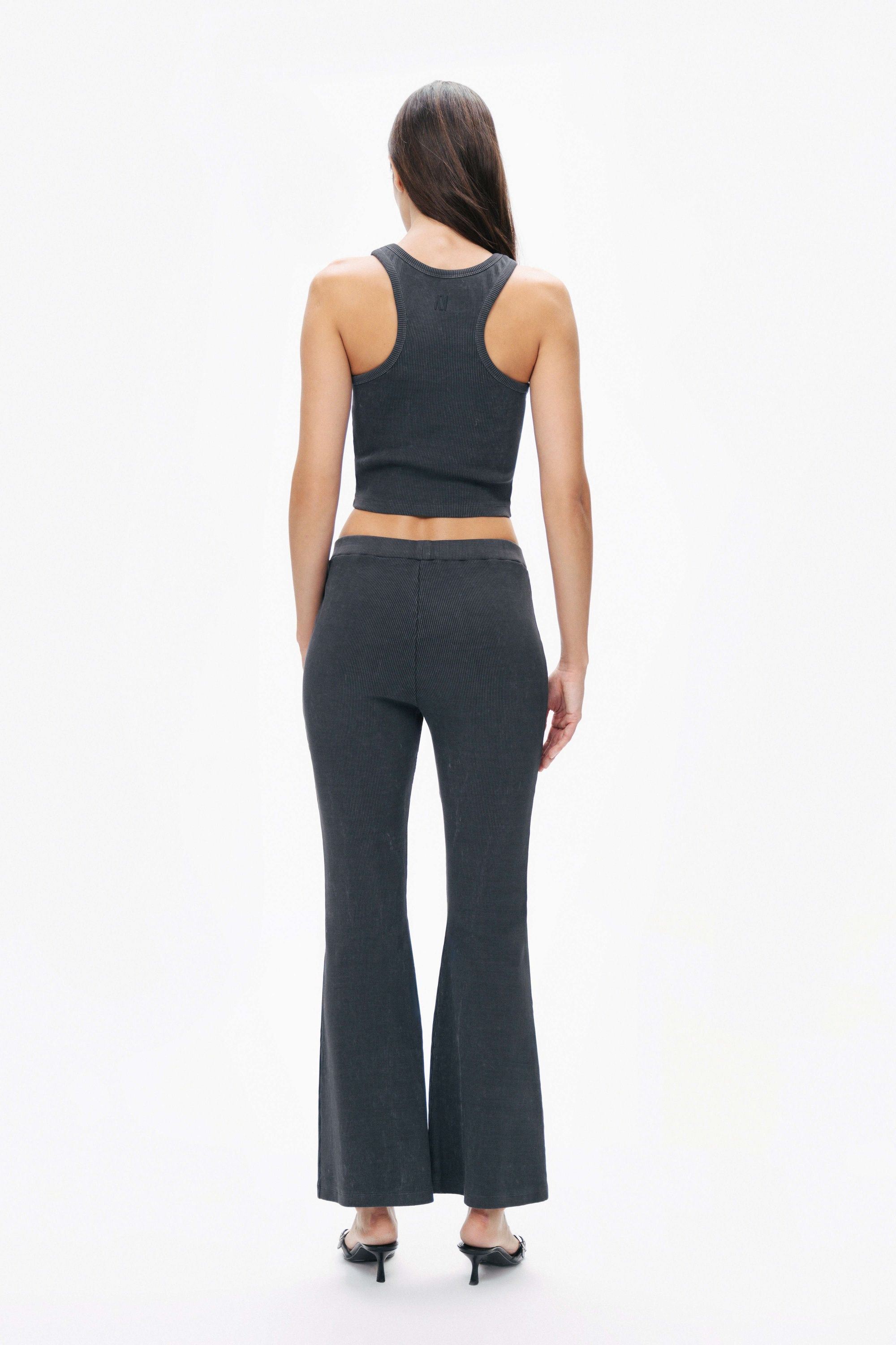 Anthracite Ribbed Bell-Bottom Pants