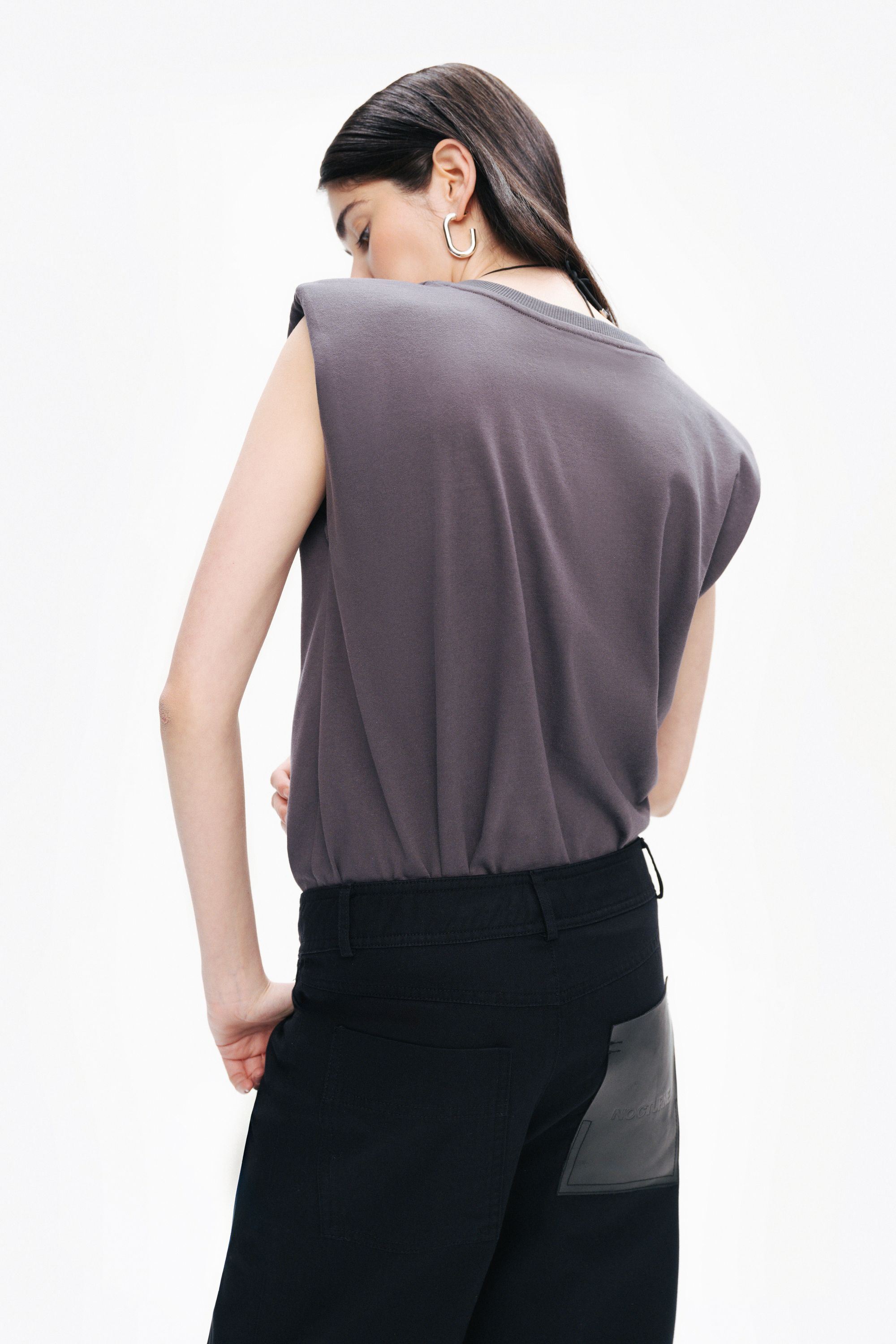 Anthracite V-Neck Padded T-Shirt