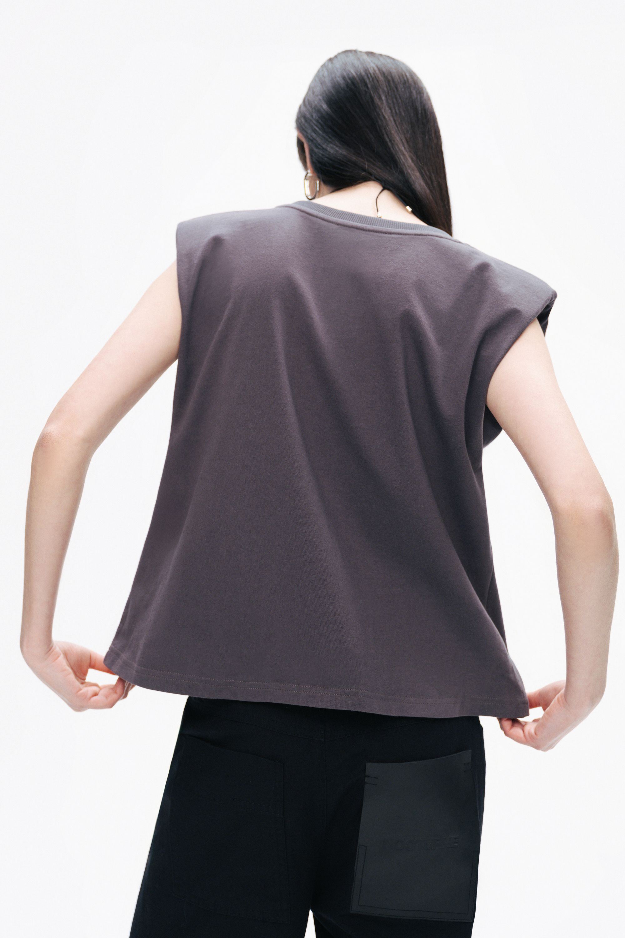 Anthracite V-Neck Padded T-Shirt