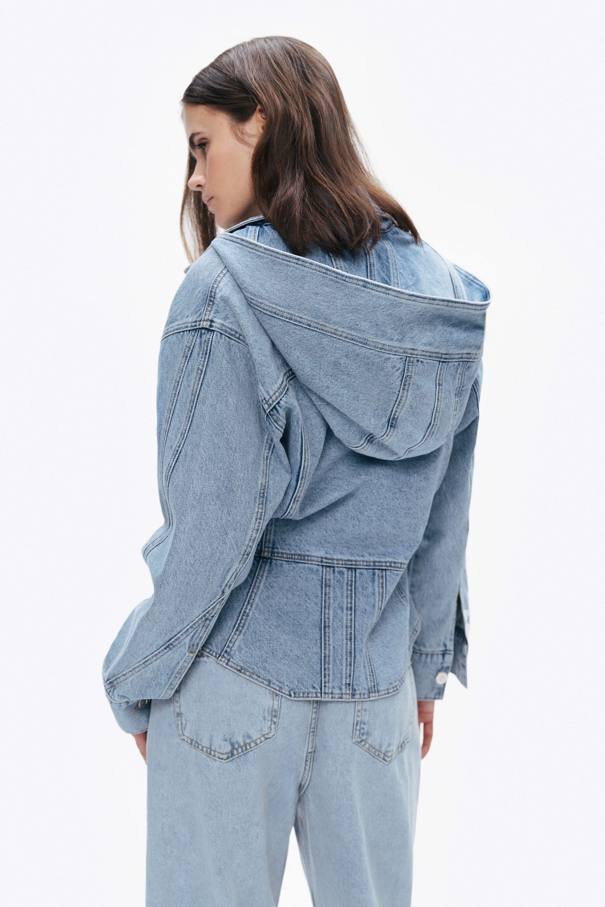 Blue Hooded Denim Jacket