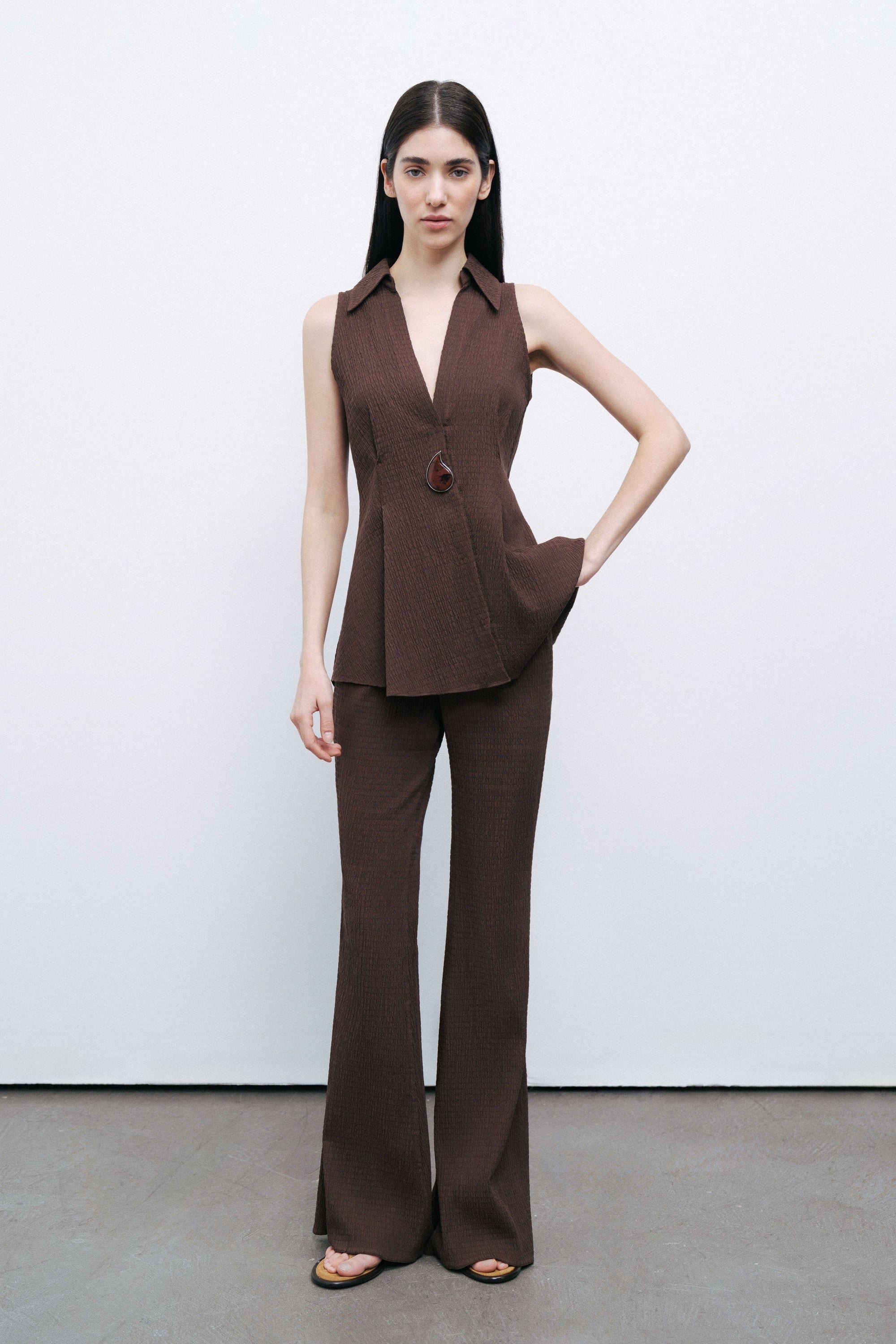 Coffee Accessory Detailed Blouse