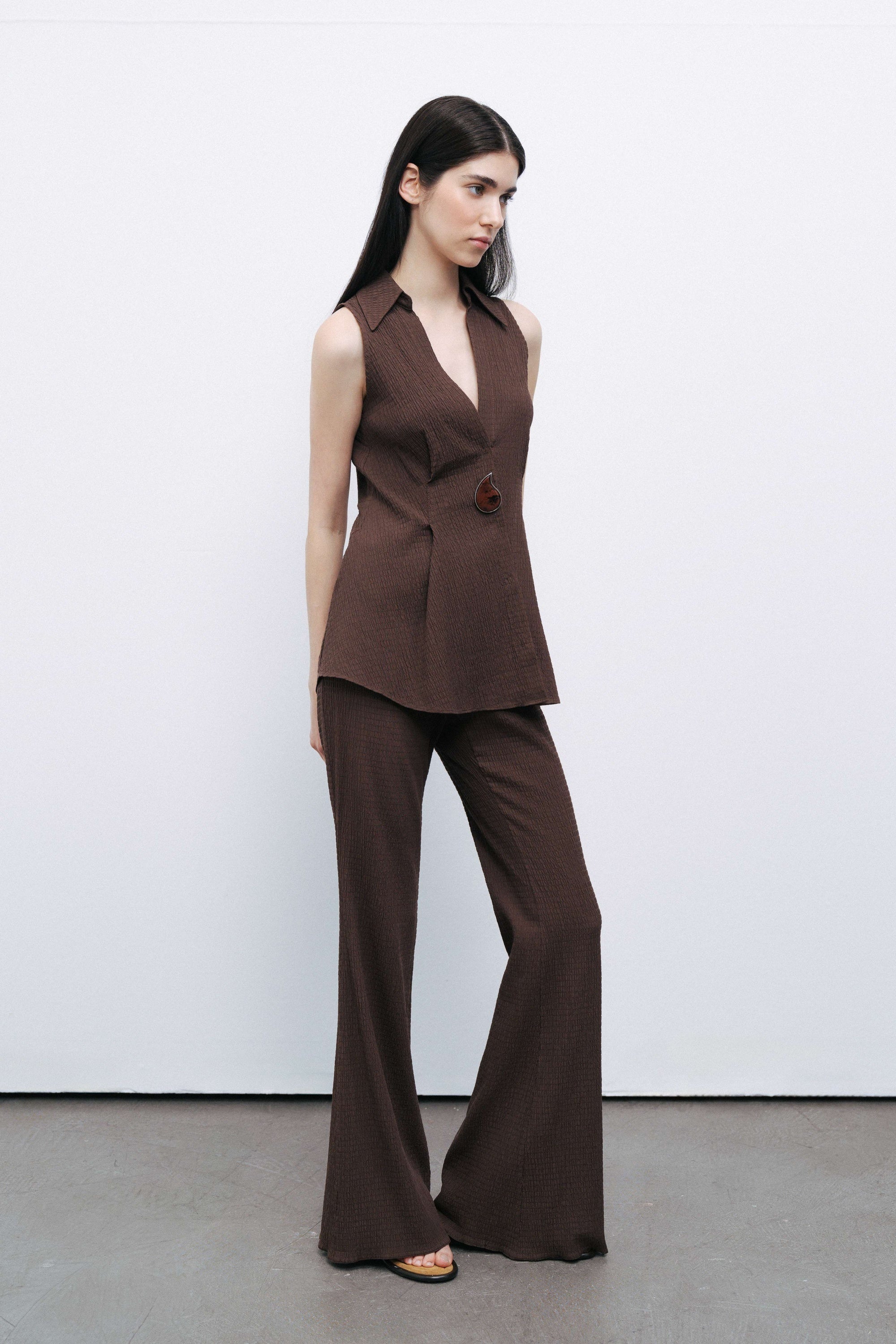 Coffee Accessory Detailed Blouse