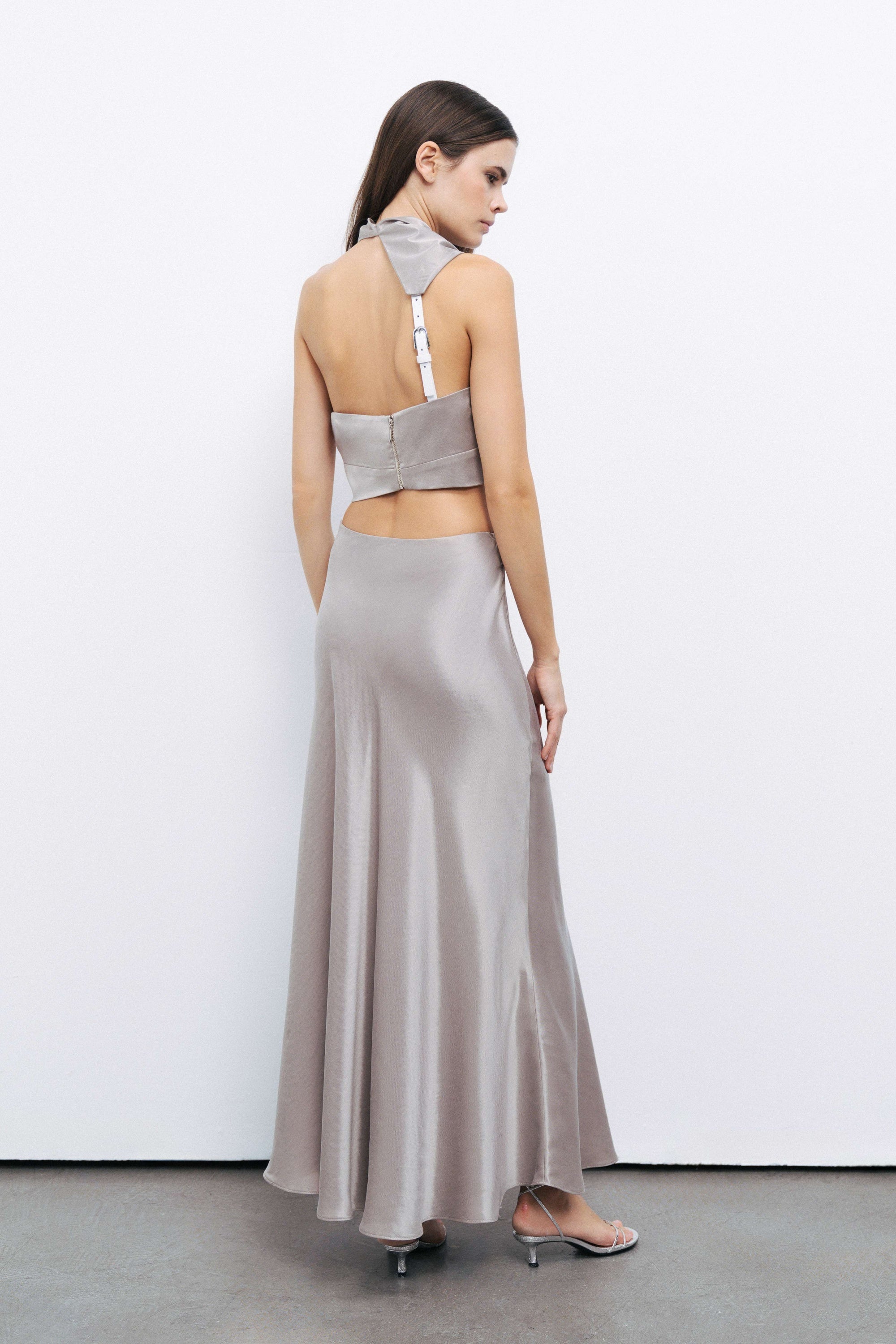 Mink Backless Belted Blouse