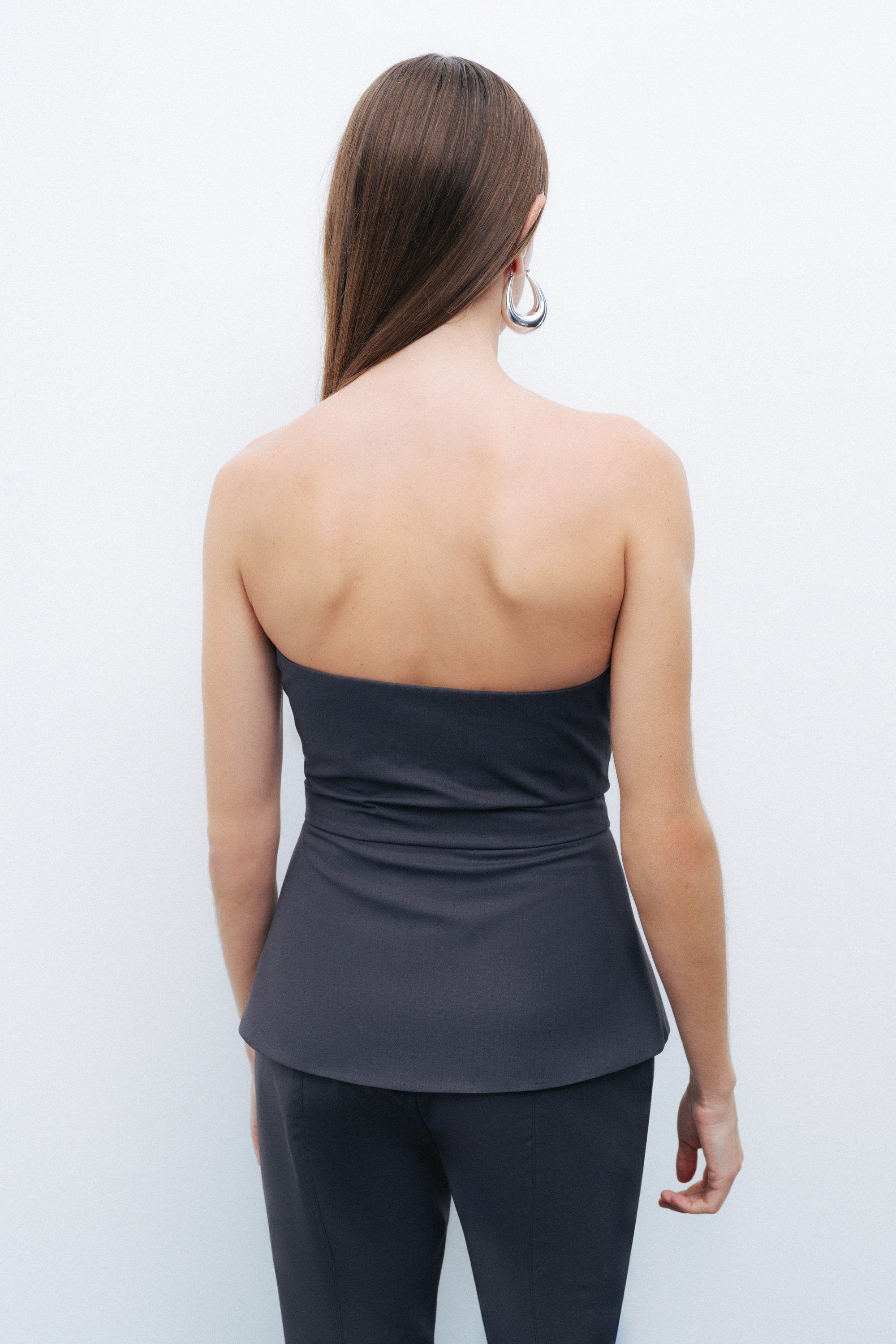 Anthracite Zippered Corset Look Blouse