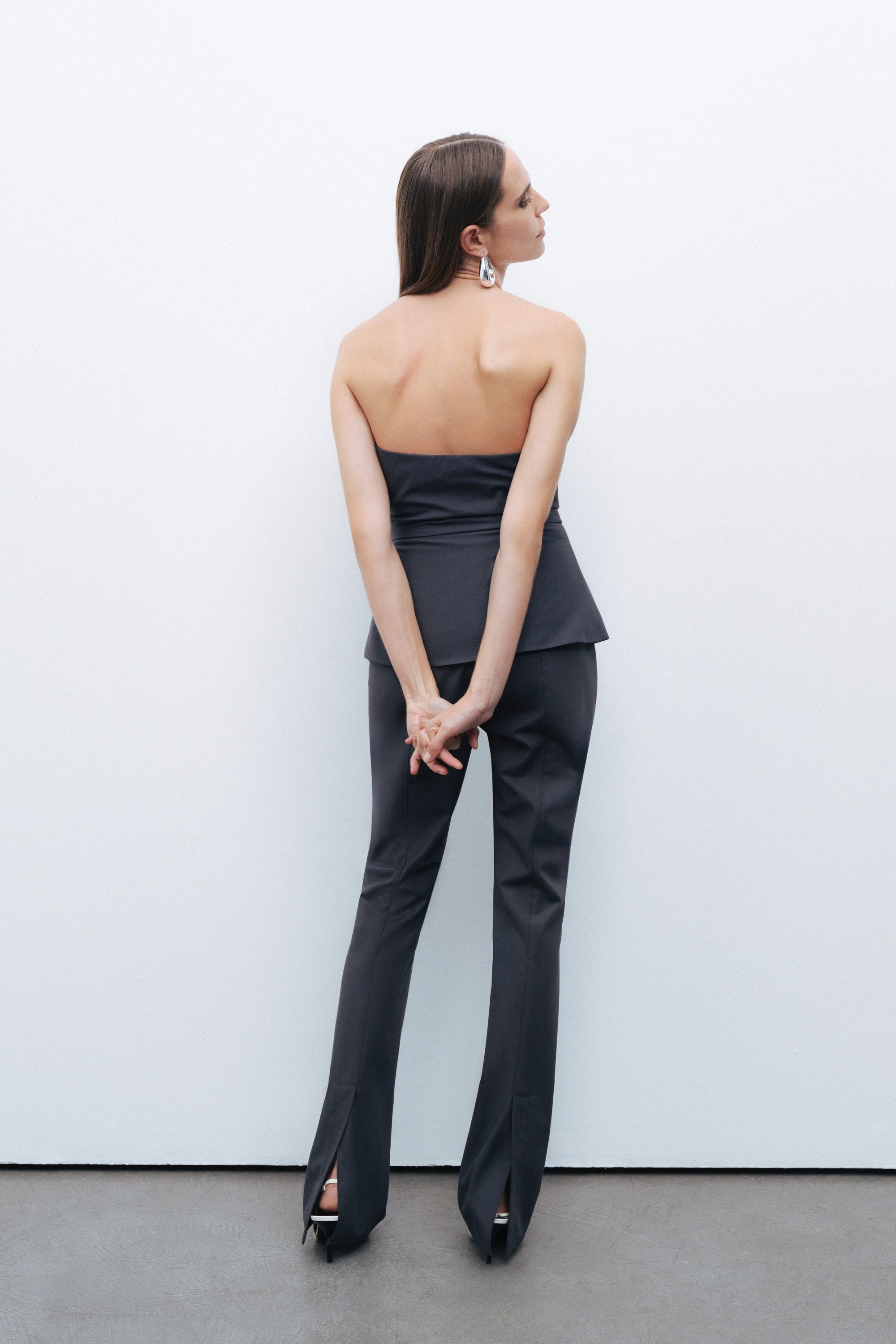 Anthracite Zippered Corset Look Blouse