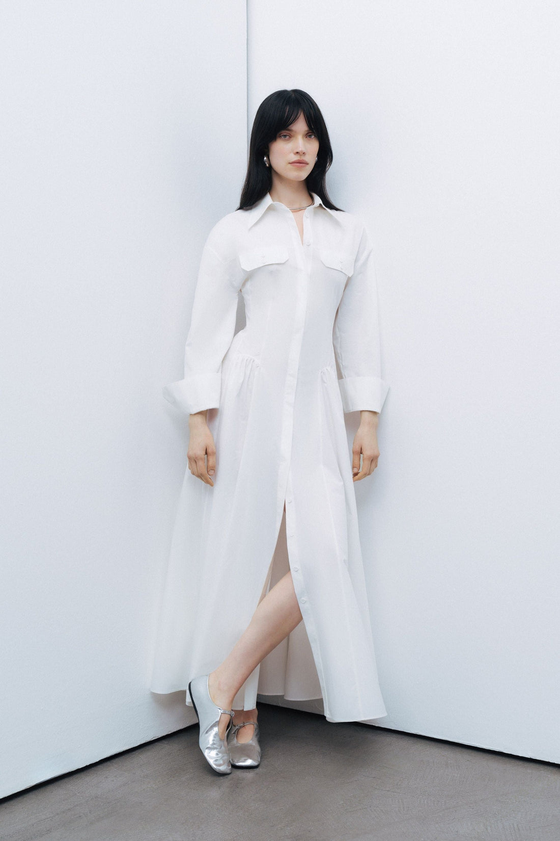 Ecru Gathered Detailed Maxi Dress