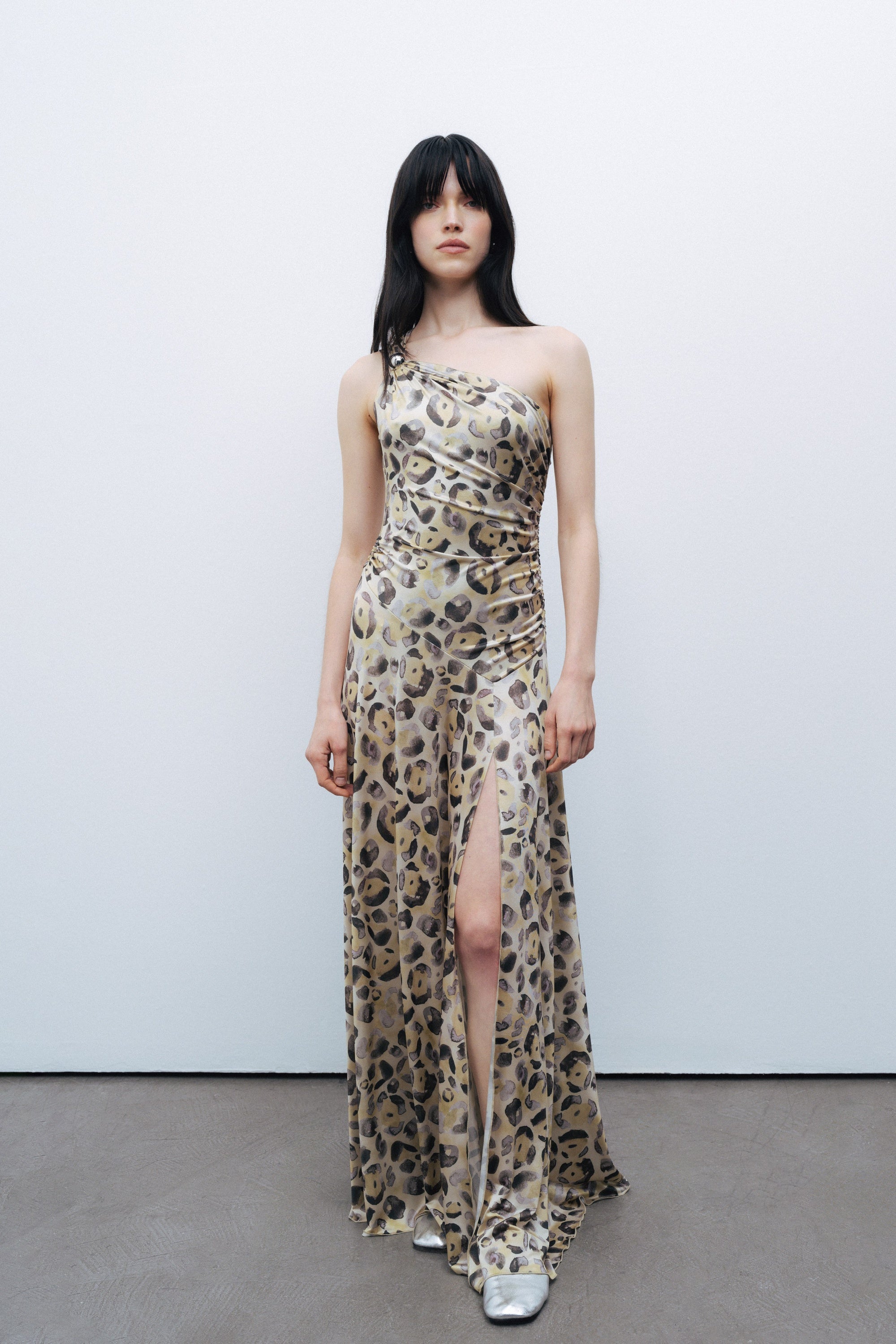 One Shoulder Printed Maxi Dress