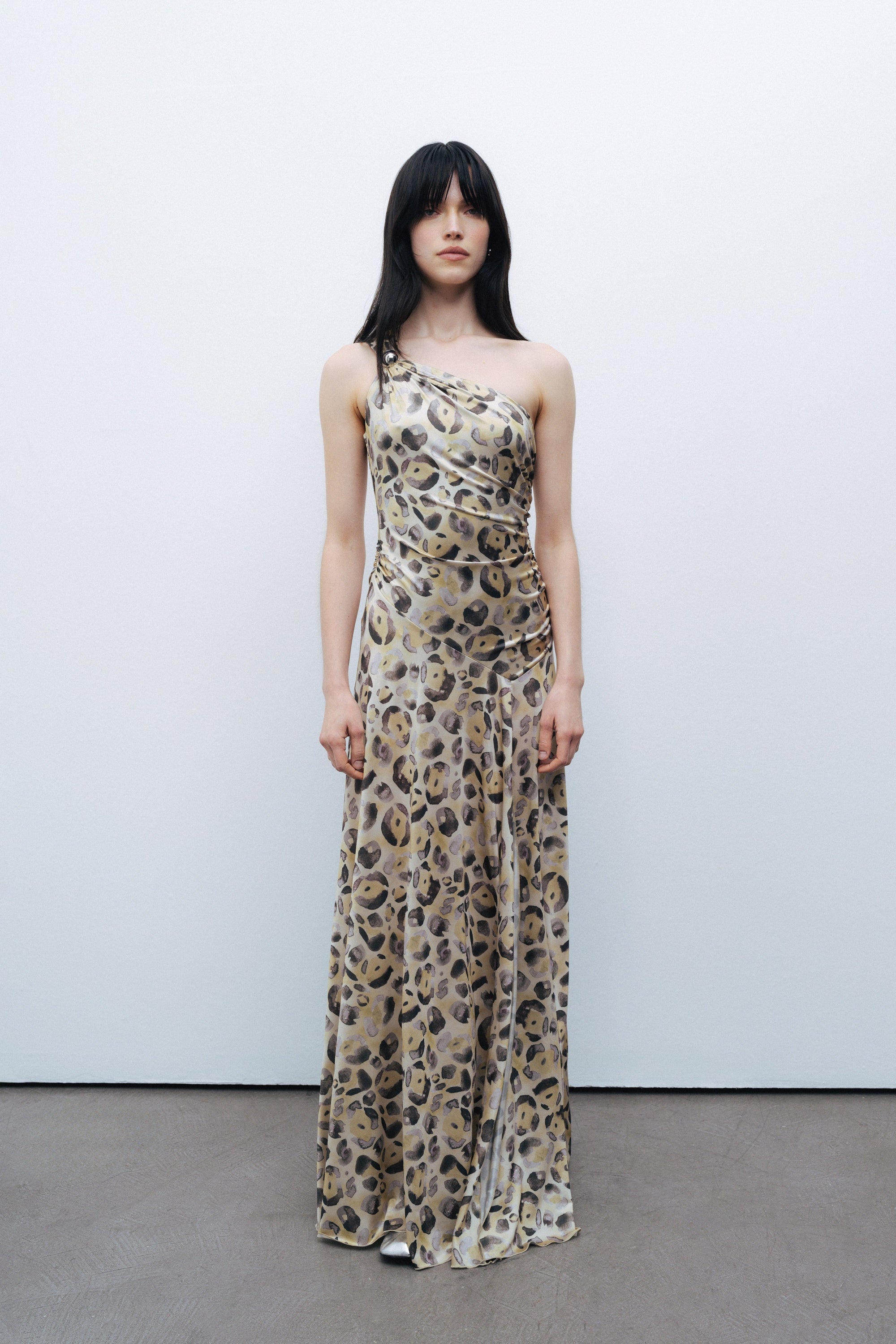 One Shoulder Printed Maxi Dress