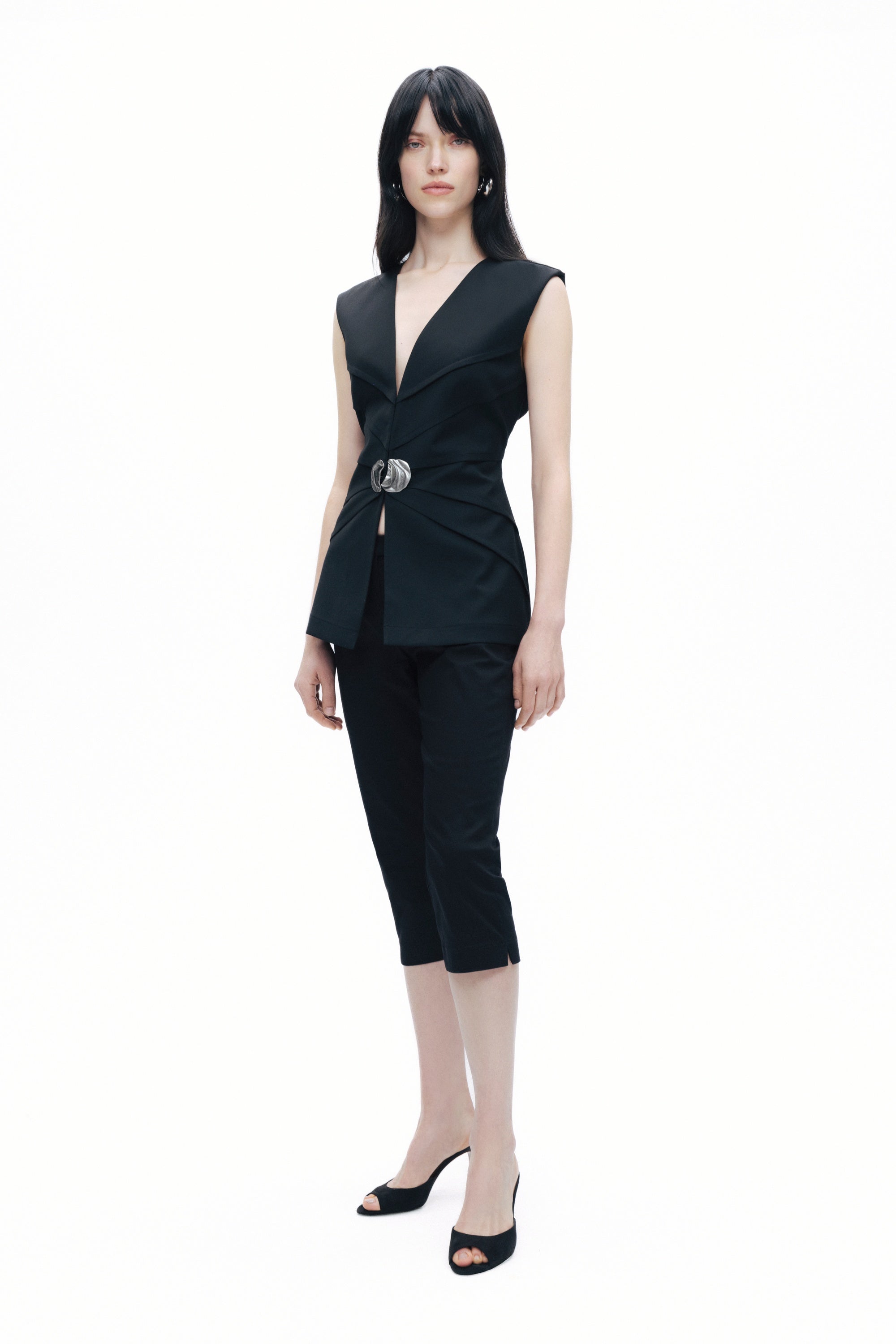 Black Metal Accessory Detailed Vest