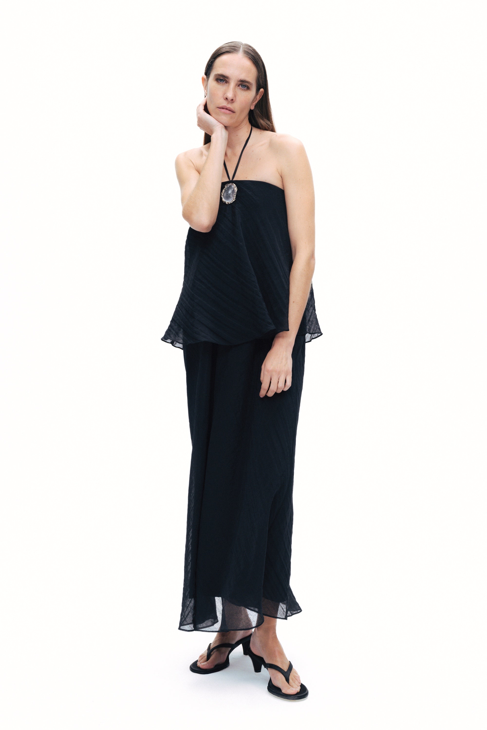 Black Halter Neck Maxi Dress