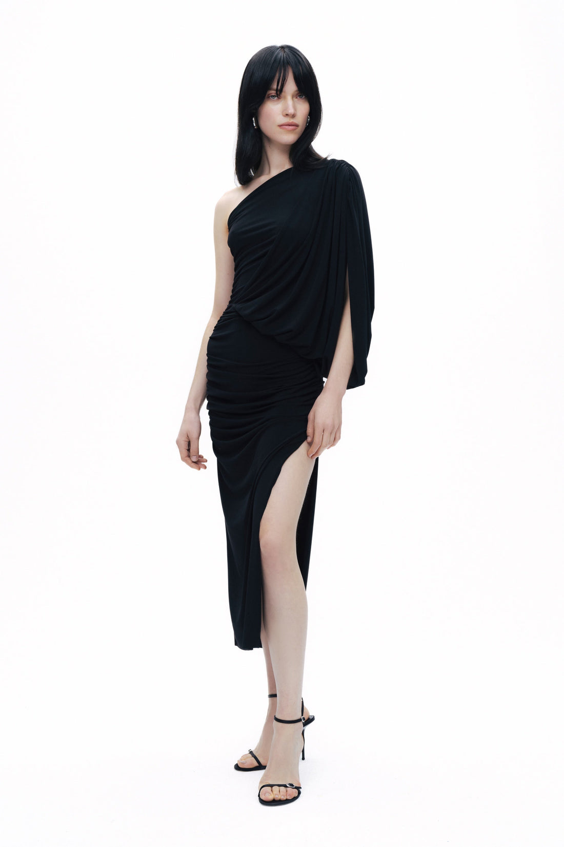 Black Draped Detail Maxi Dress
