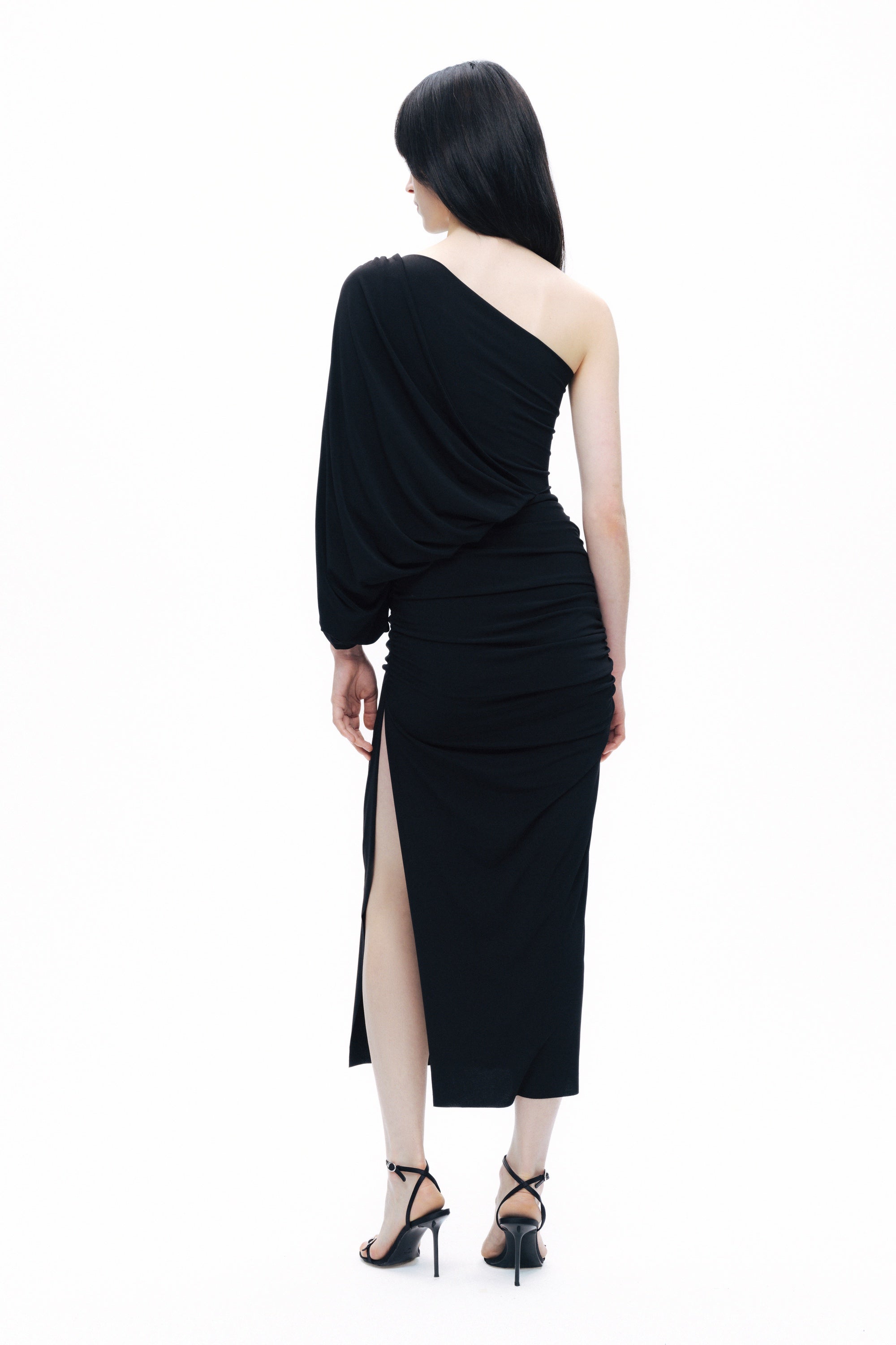 Black Draped Detail Maxi Dress