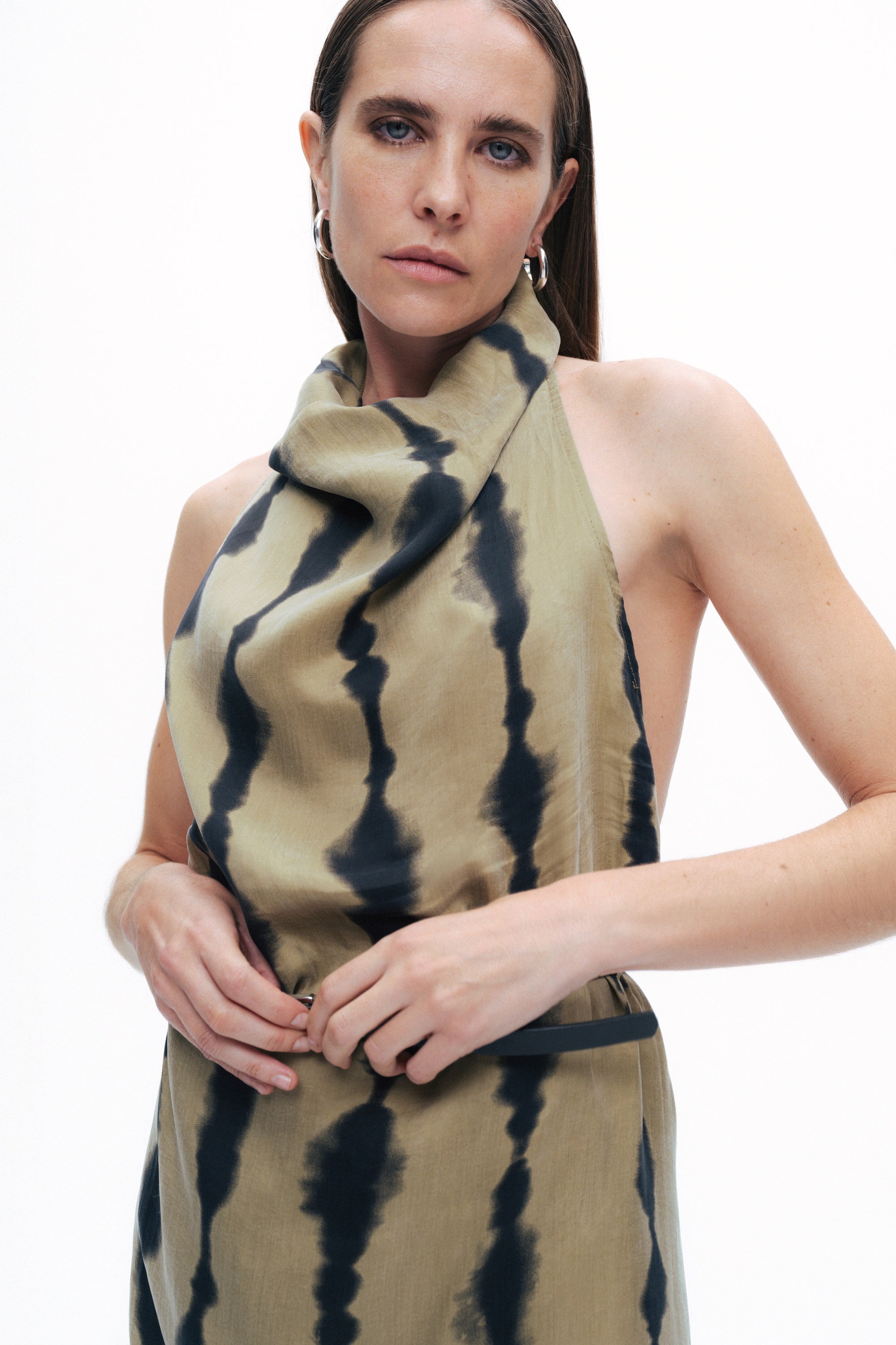 Belt Detailed Printed Maxi Dress