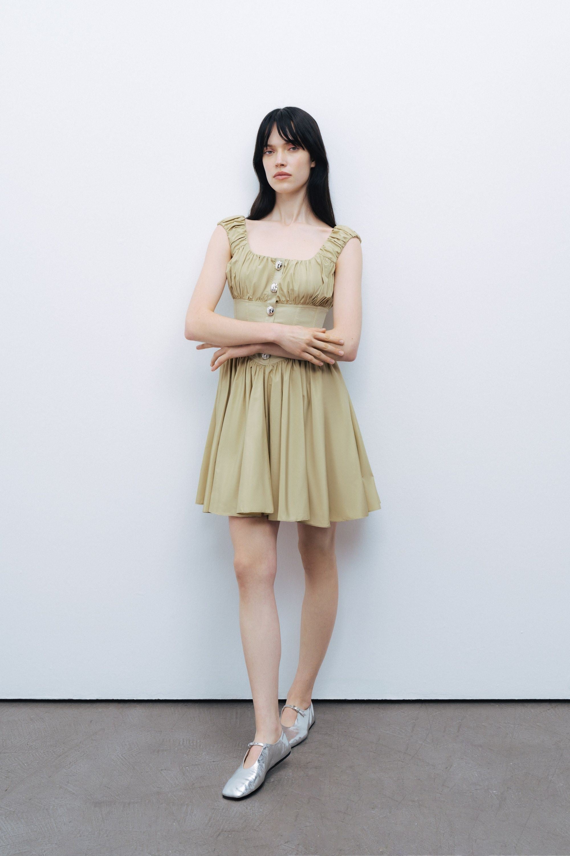 Olive Corset Look Mini Dress