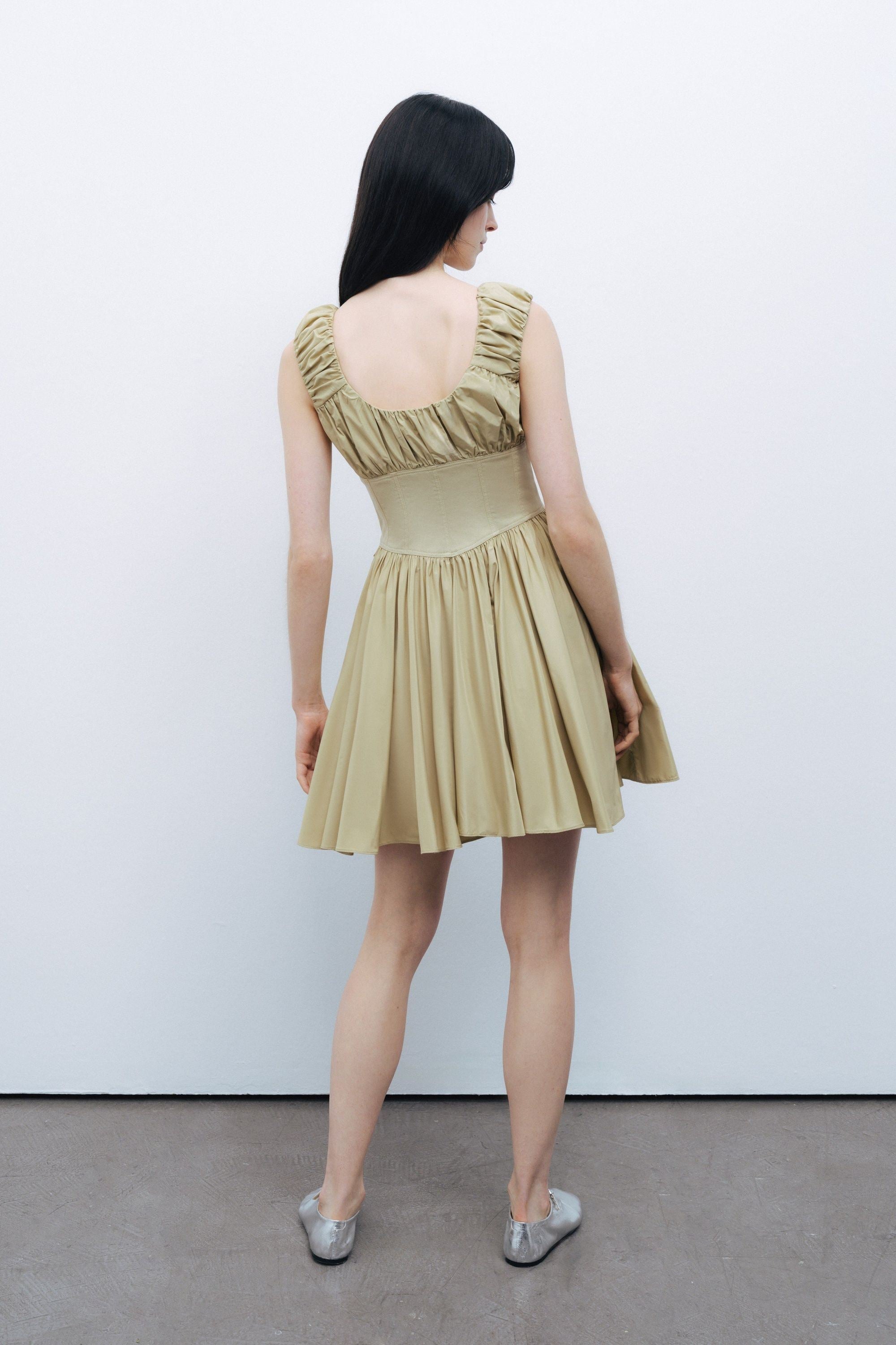 Olive Corset Look Mini Dress