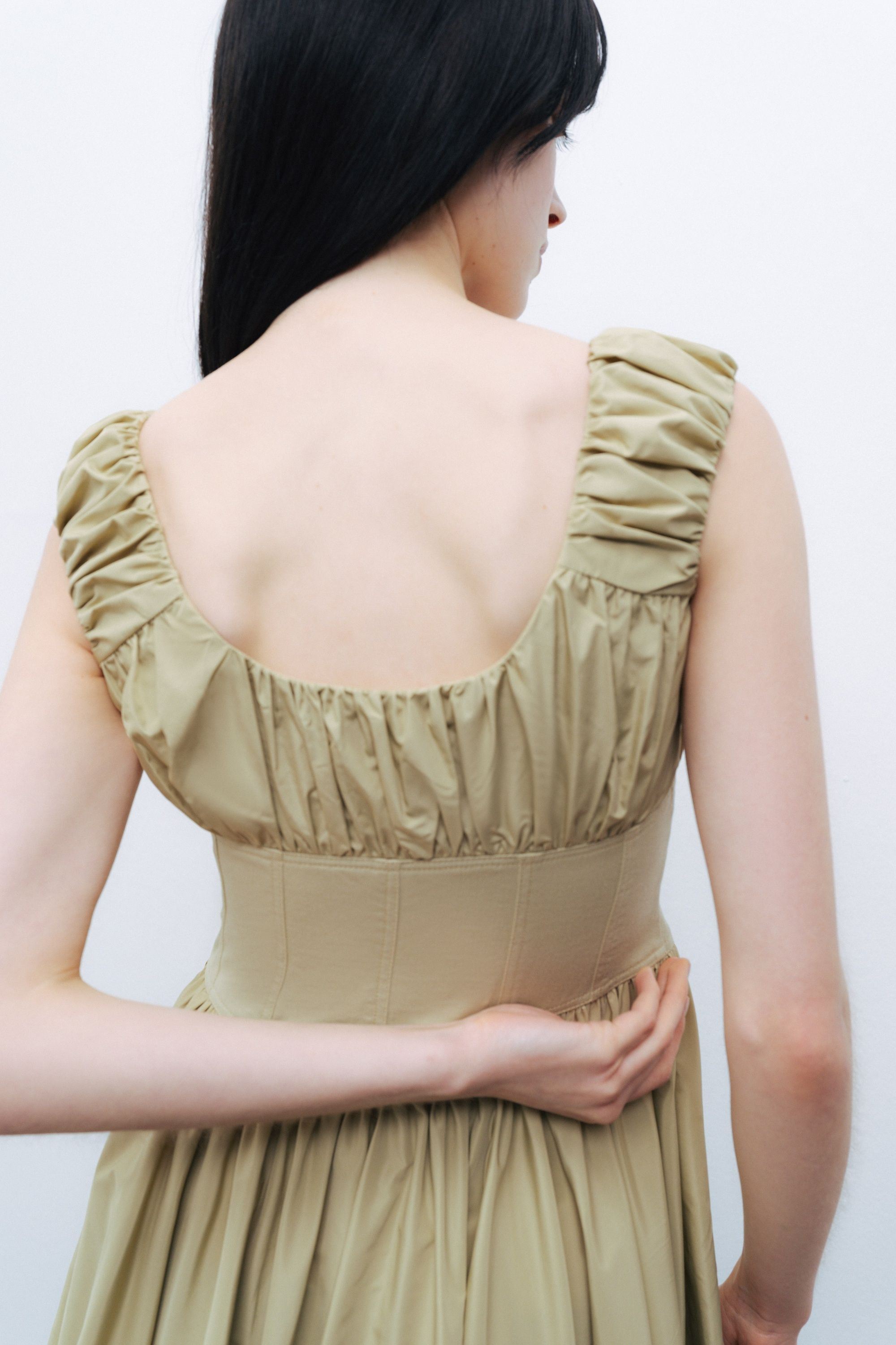 Olive Corset Look Mini Dress