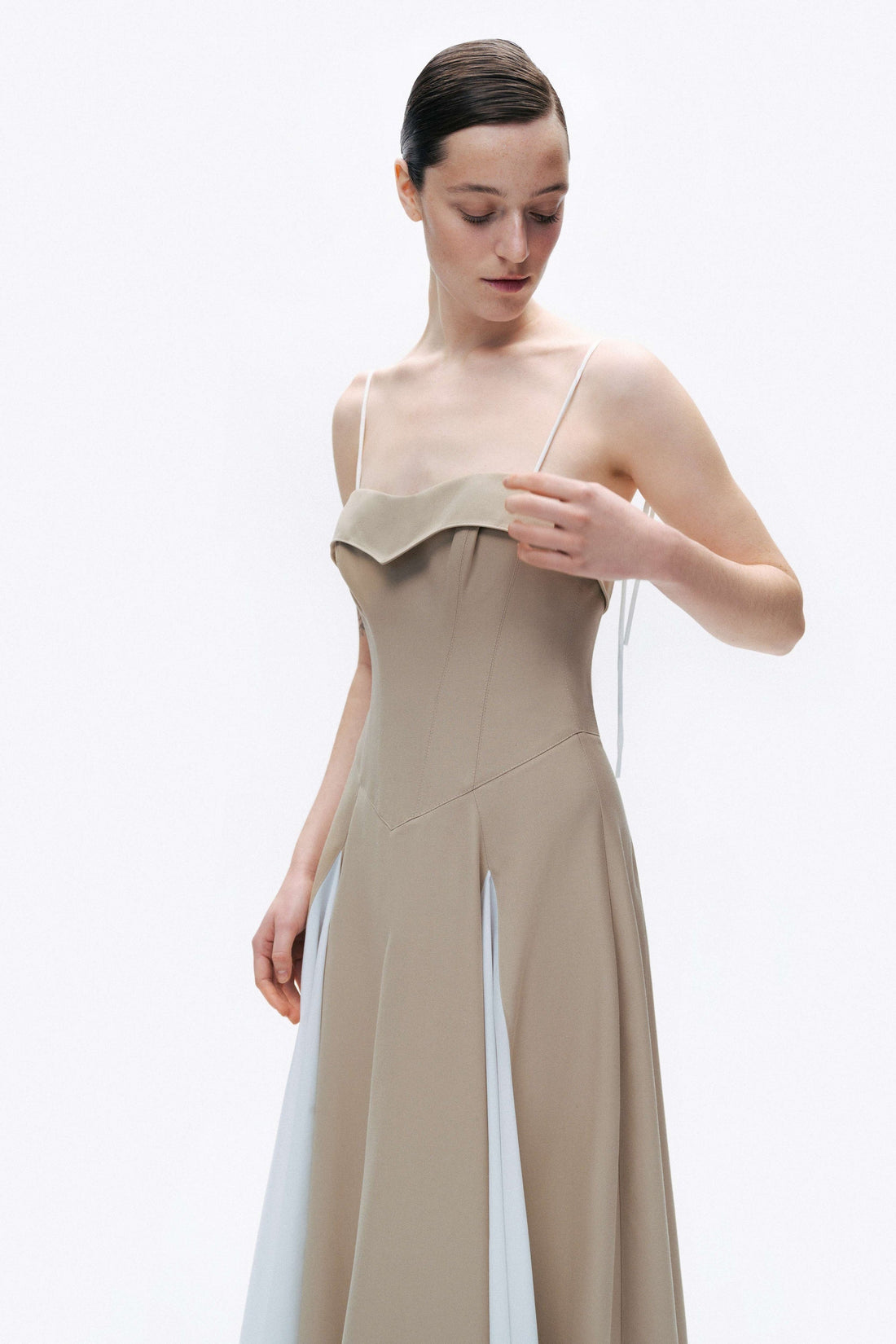 Beige Corset Look Dress