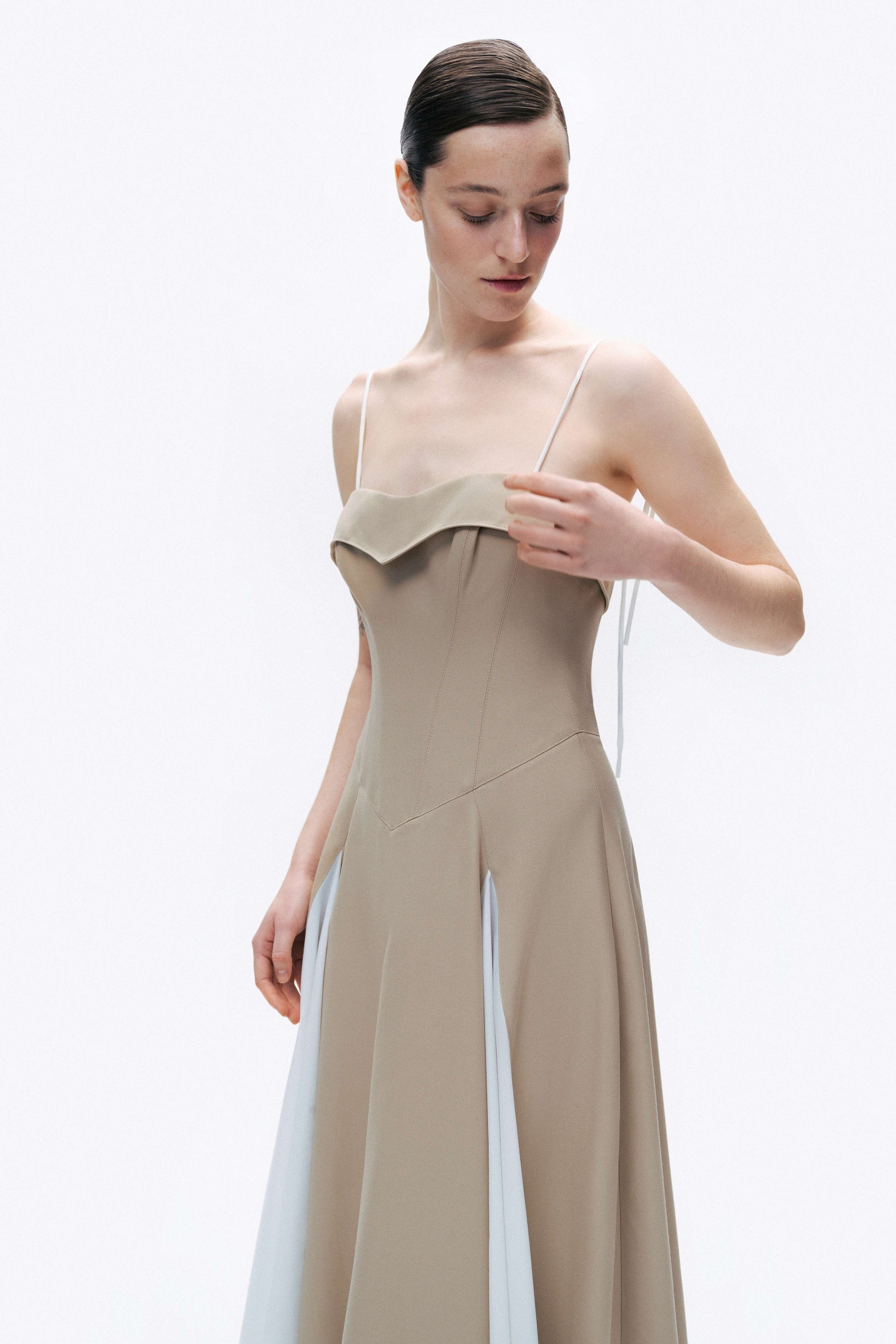 Beige Corset Look Dress