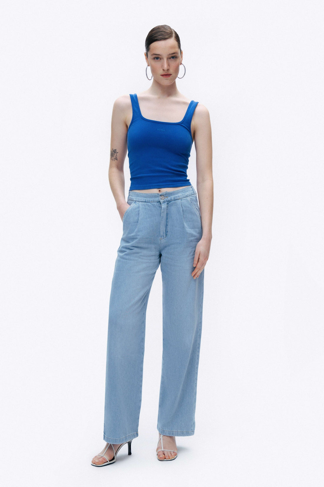 Saxe Printed Detail Crop Top