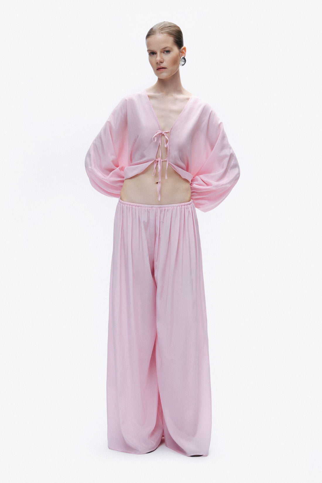 Pink Flowy Wide Leg Pants