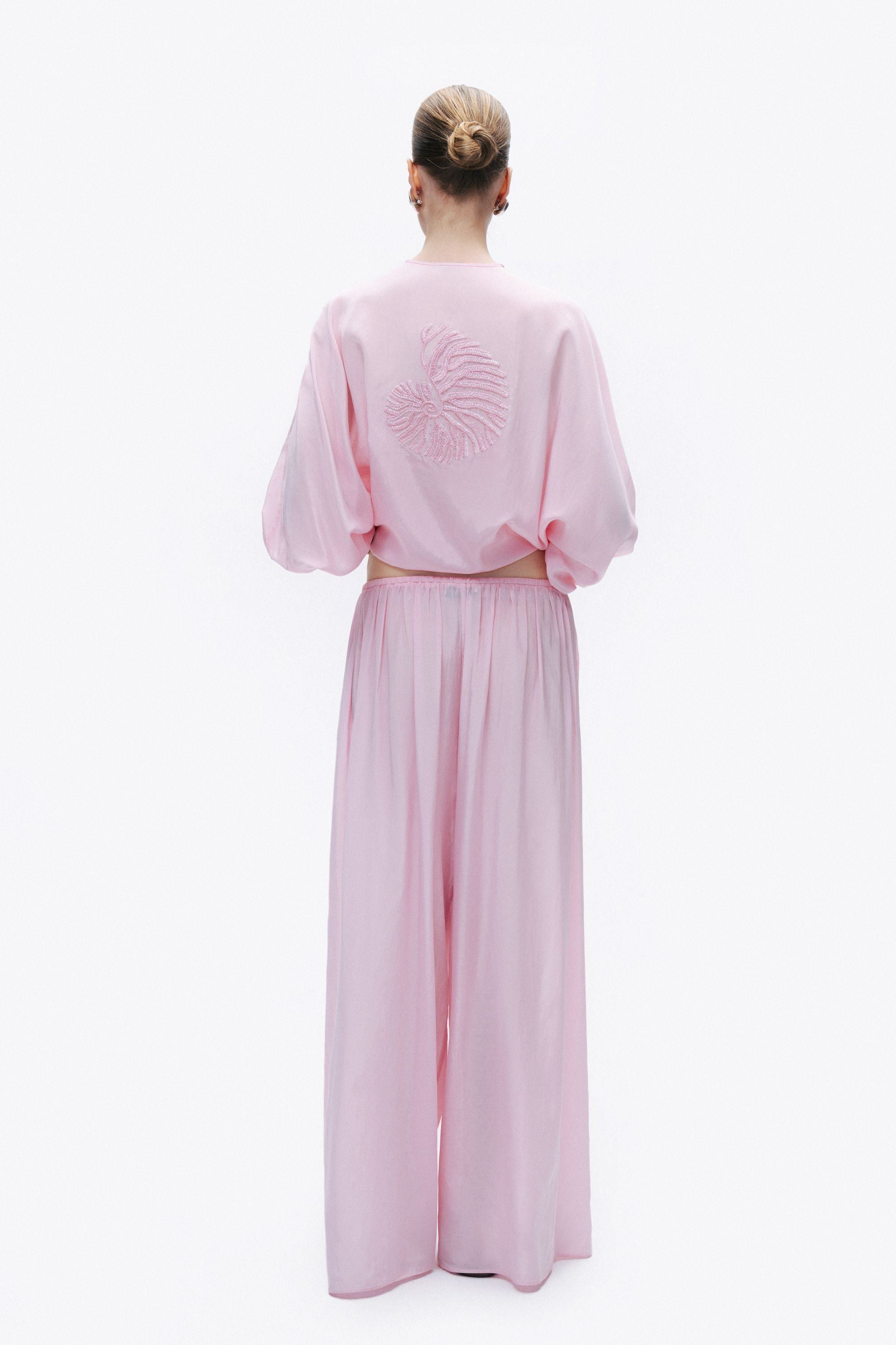 Pink Flowy Wide Leg Pants