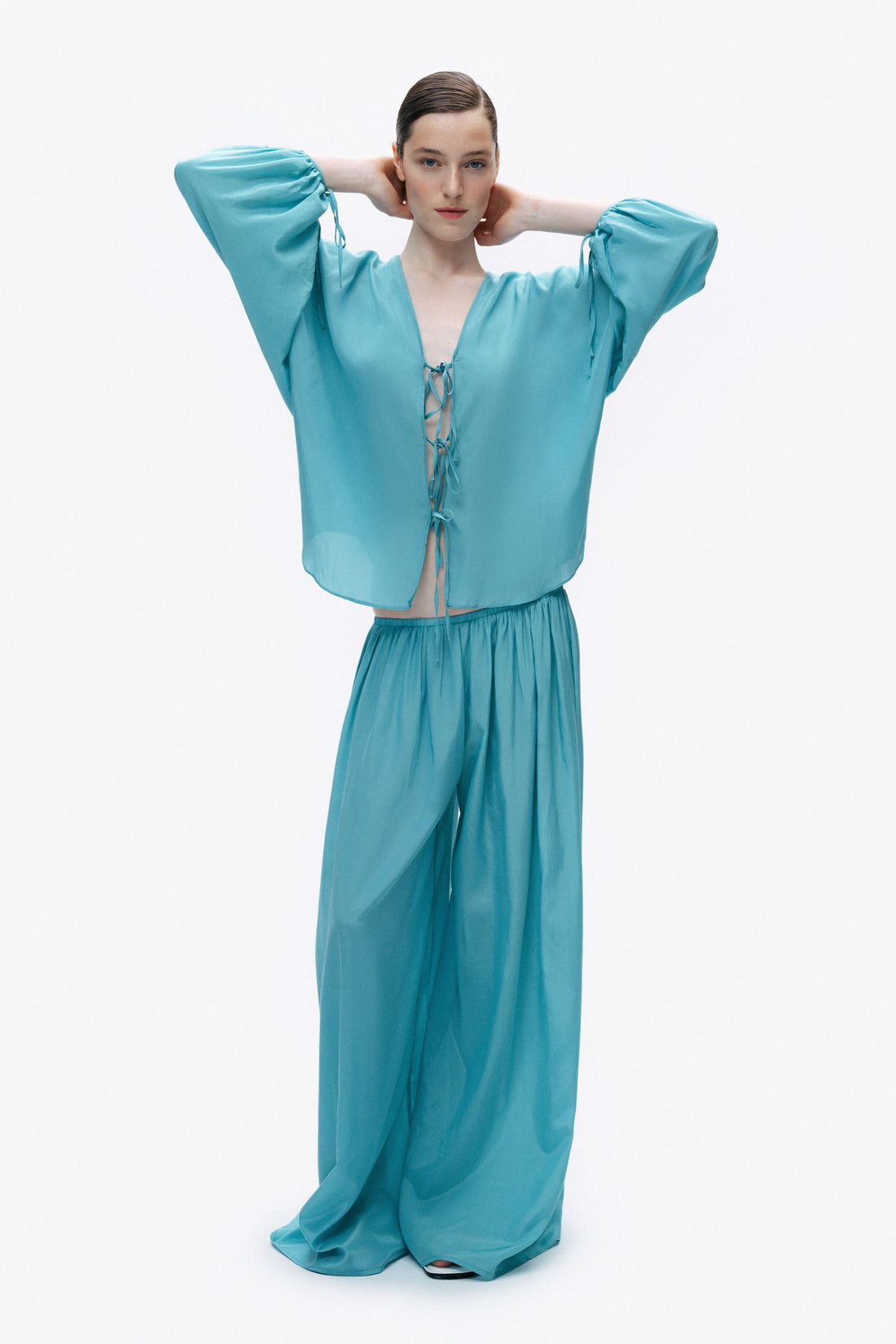Turqoise Flowy Wide Leg Pants