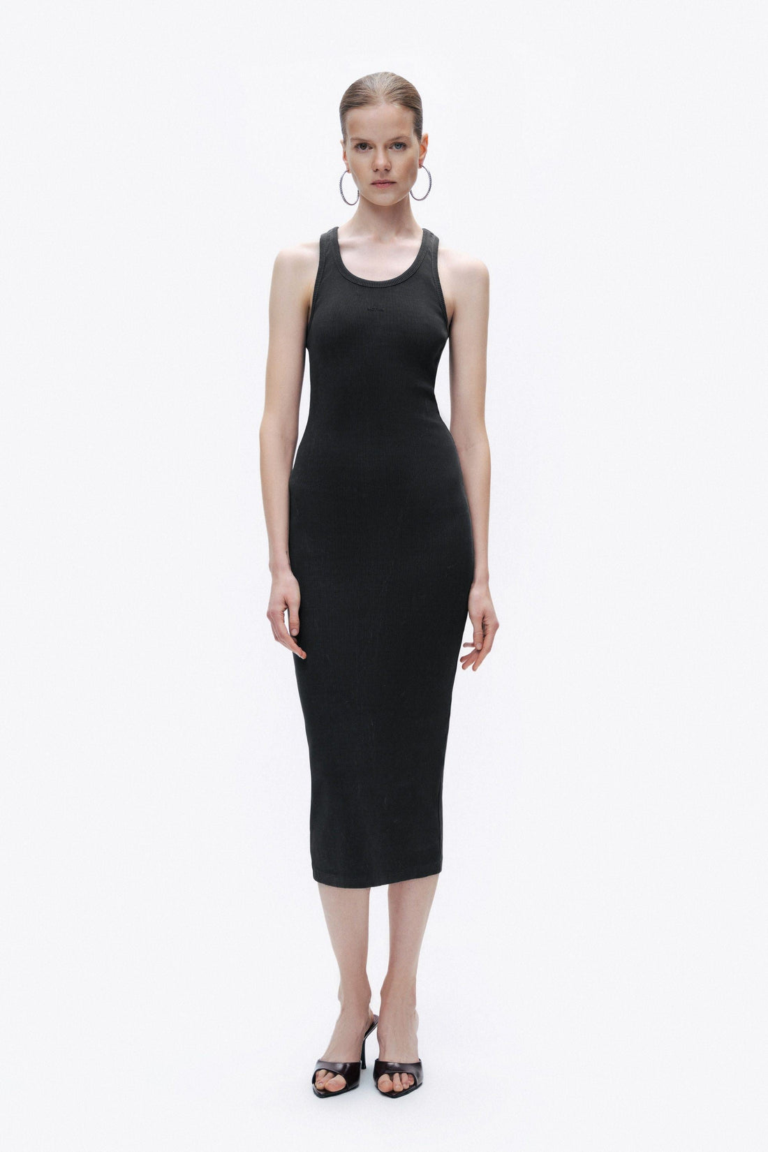 Black Printed Detail Maxi Bodycon Dress