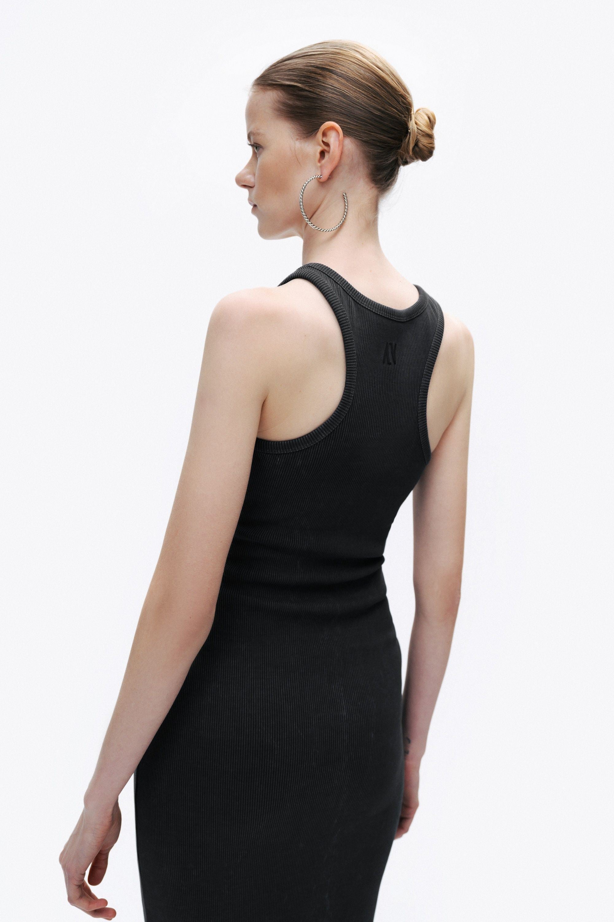 Black Printed Detail Maxi Bodycon Dress