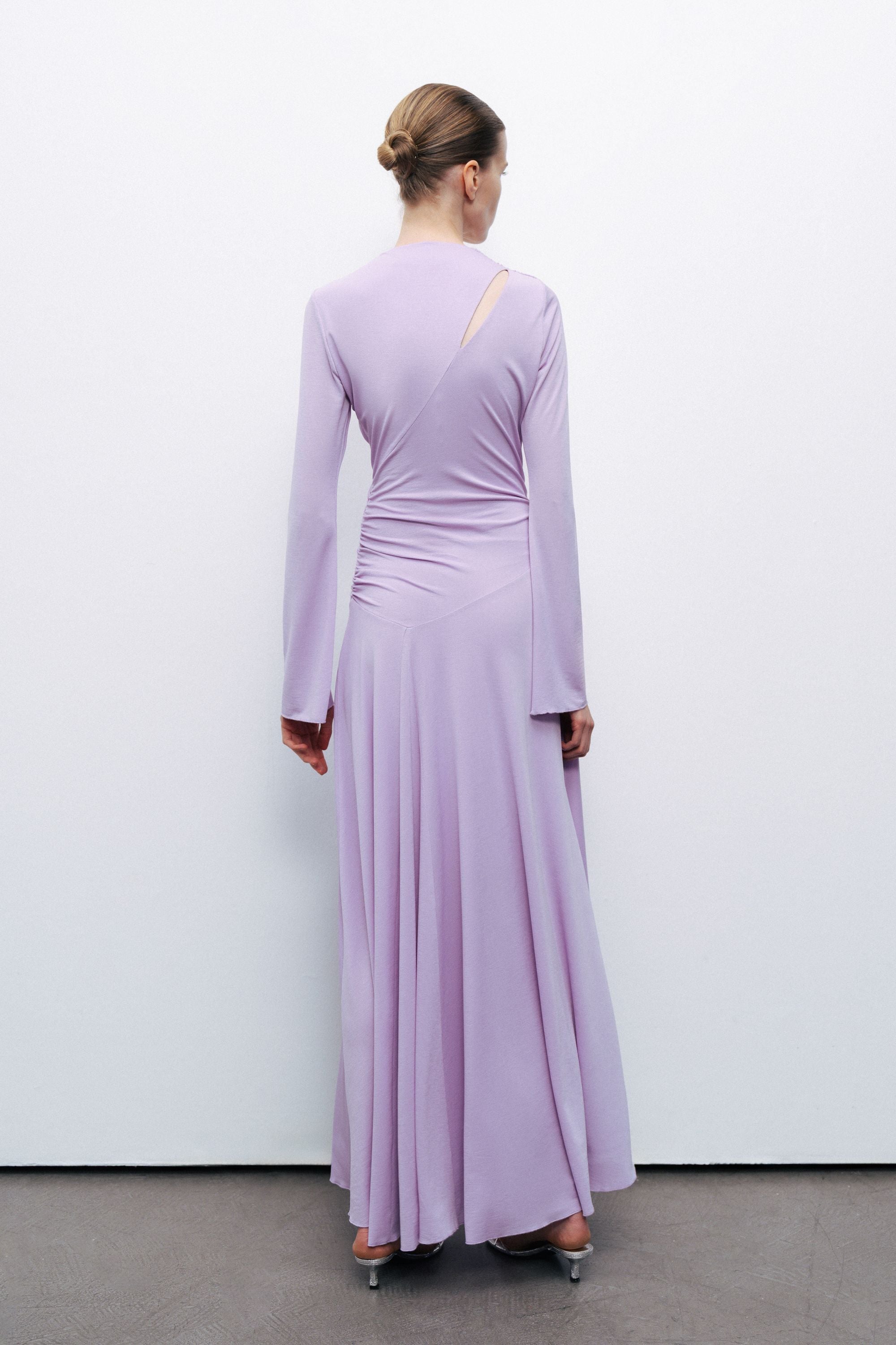 Lilac Long Sleeve Maxi Dress with Accessory Detail