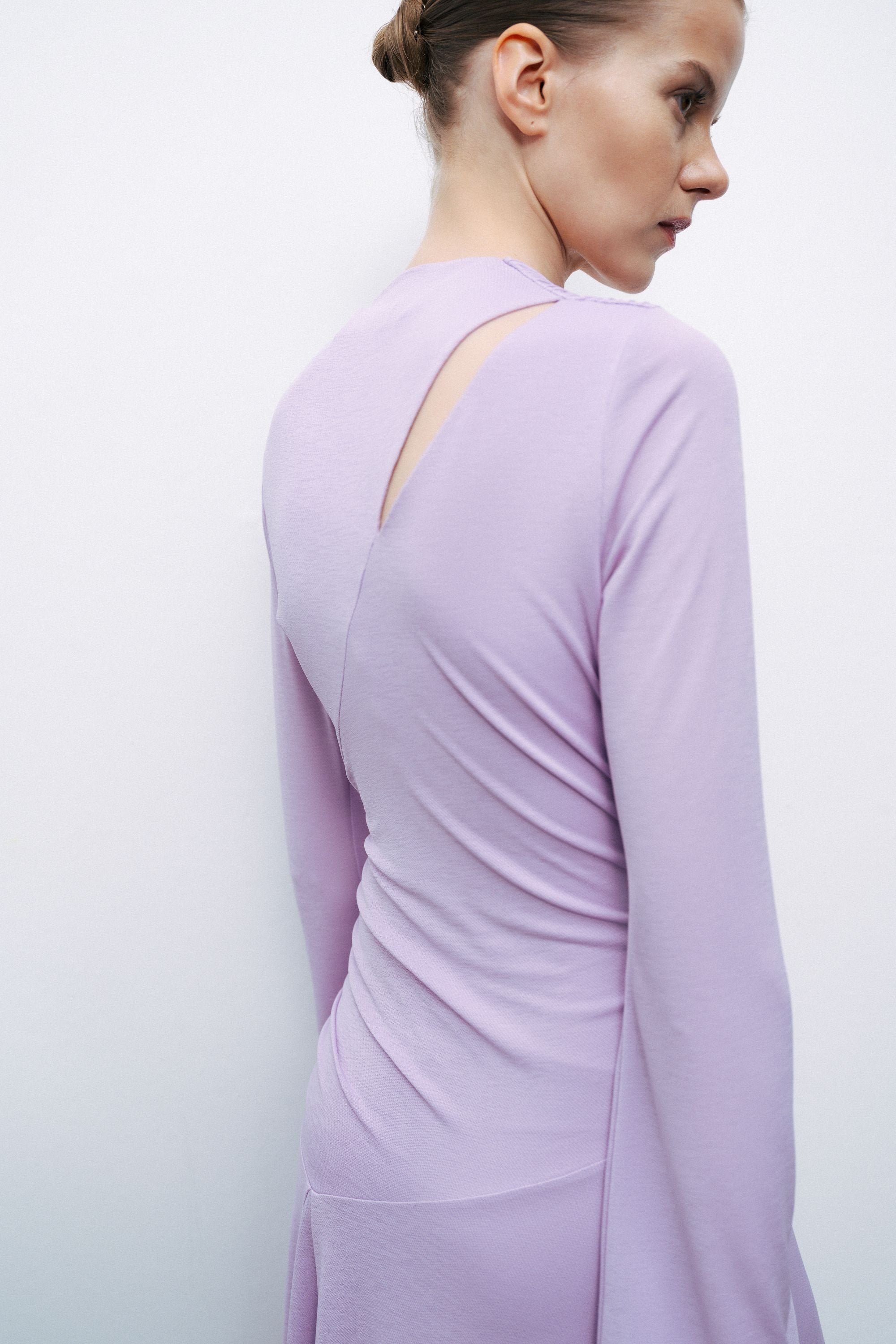 Lilac Long Sleeve Maxi Dress with Accessory Detail