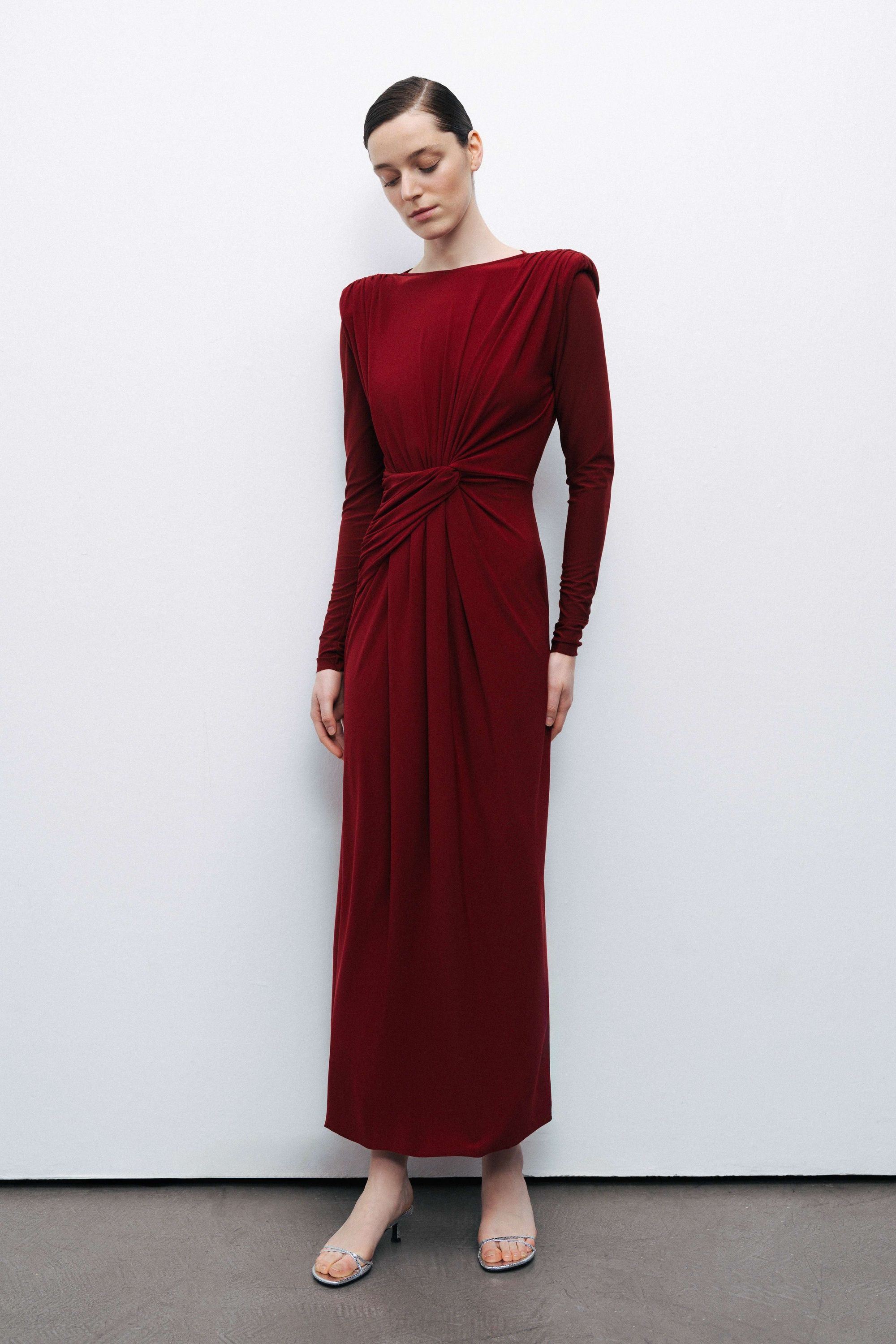 Burgundy Maxi Dress with Twirl Detail