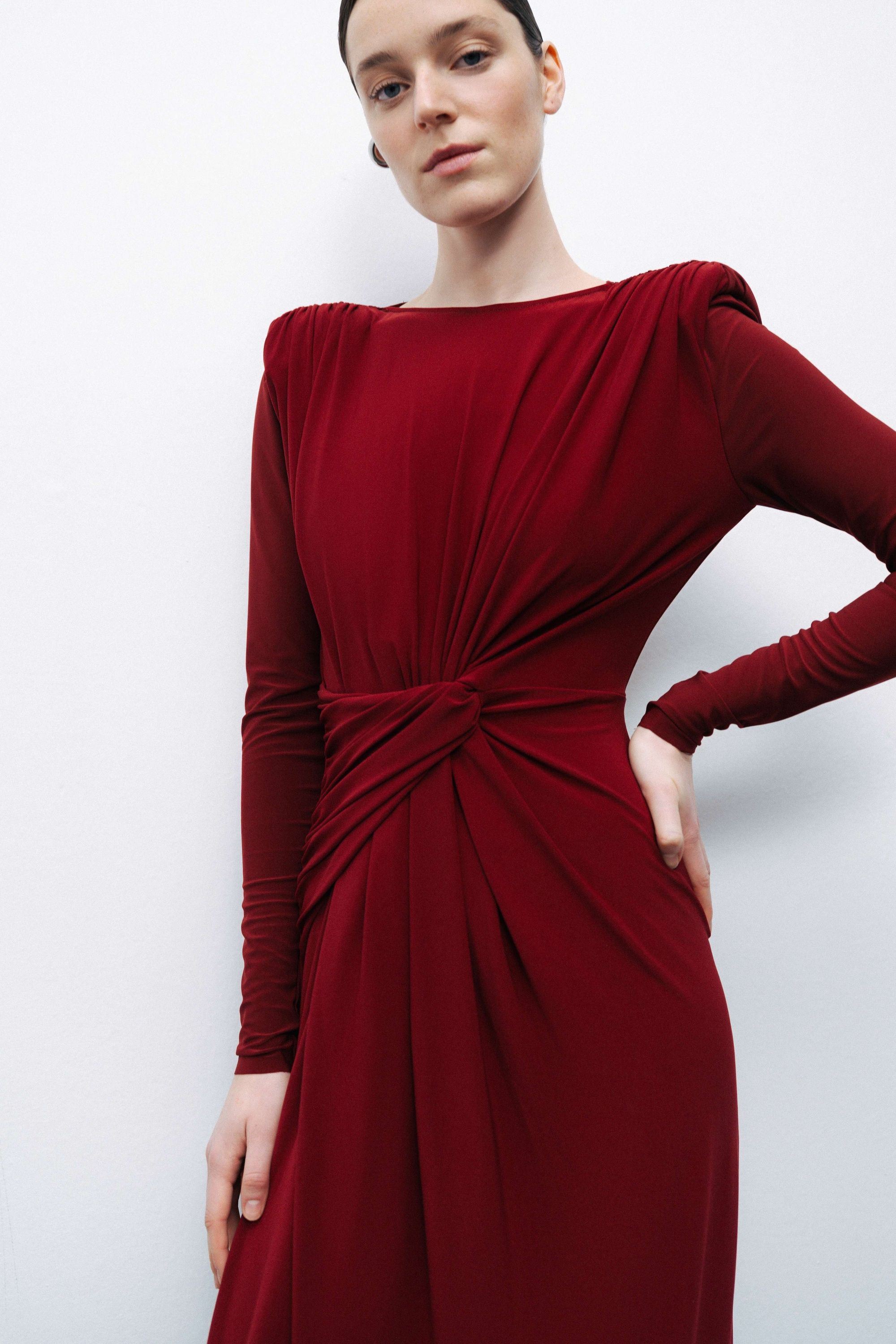 Burgundy Maxi Dress with Twirl Detail