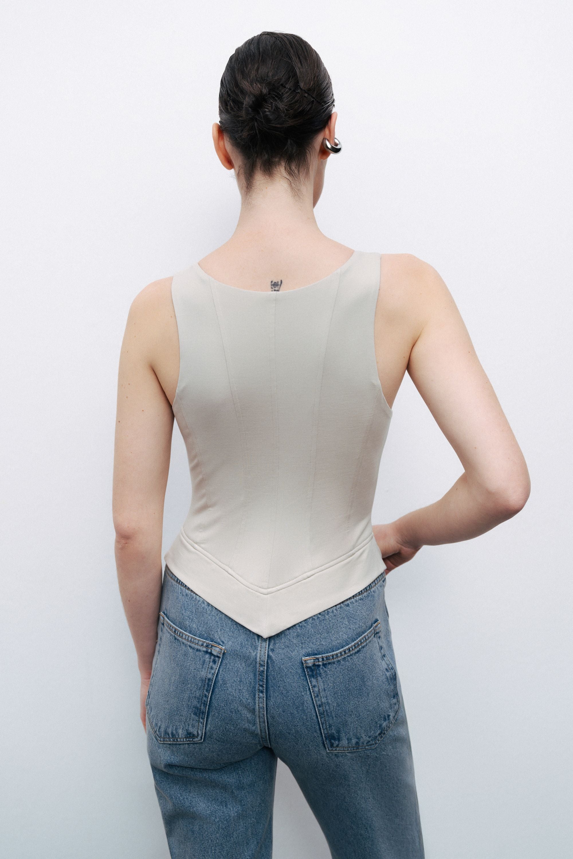 Denim Garnished Jumpsuit