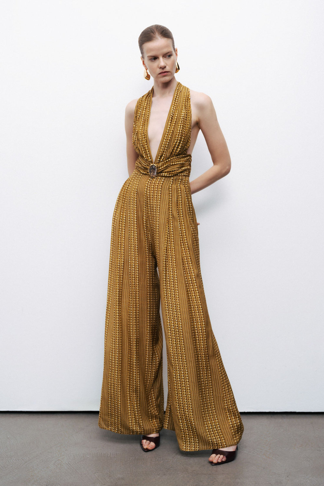 Gold and Stone Accessory Detailed Jumpsuit