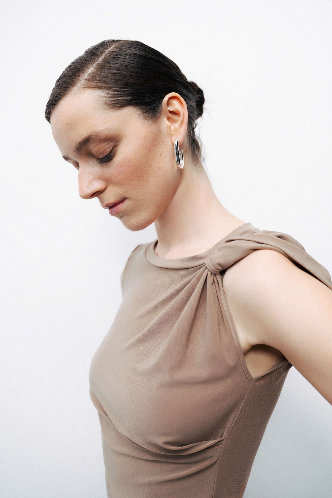 Brown Crop Top with Twisted Detail