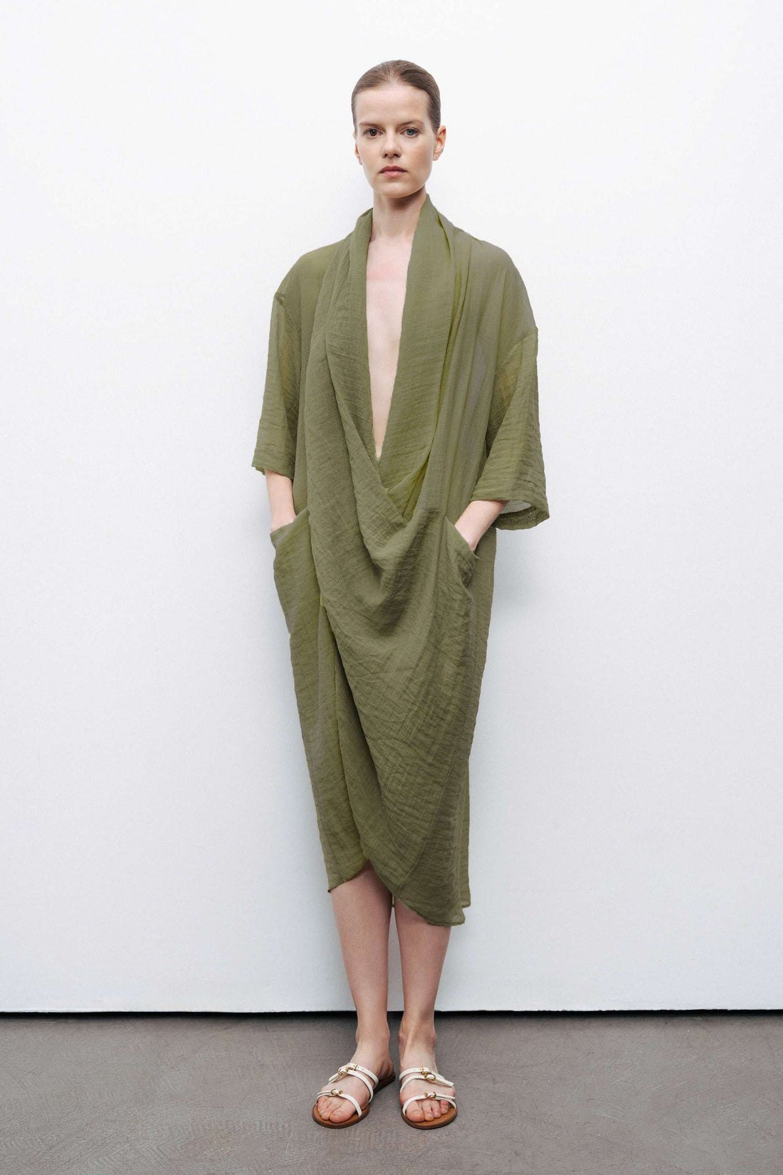 Dark Green Oversized Midi Dress