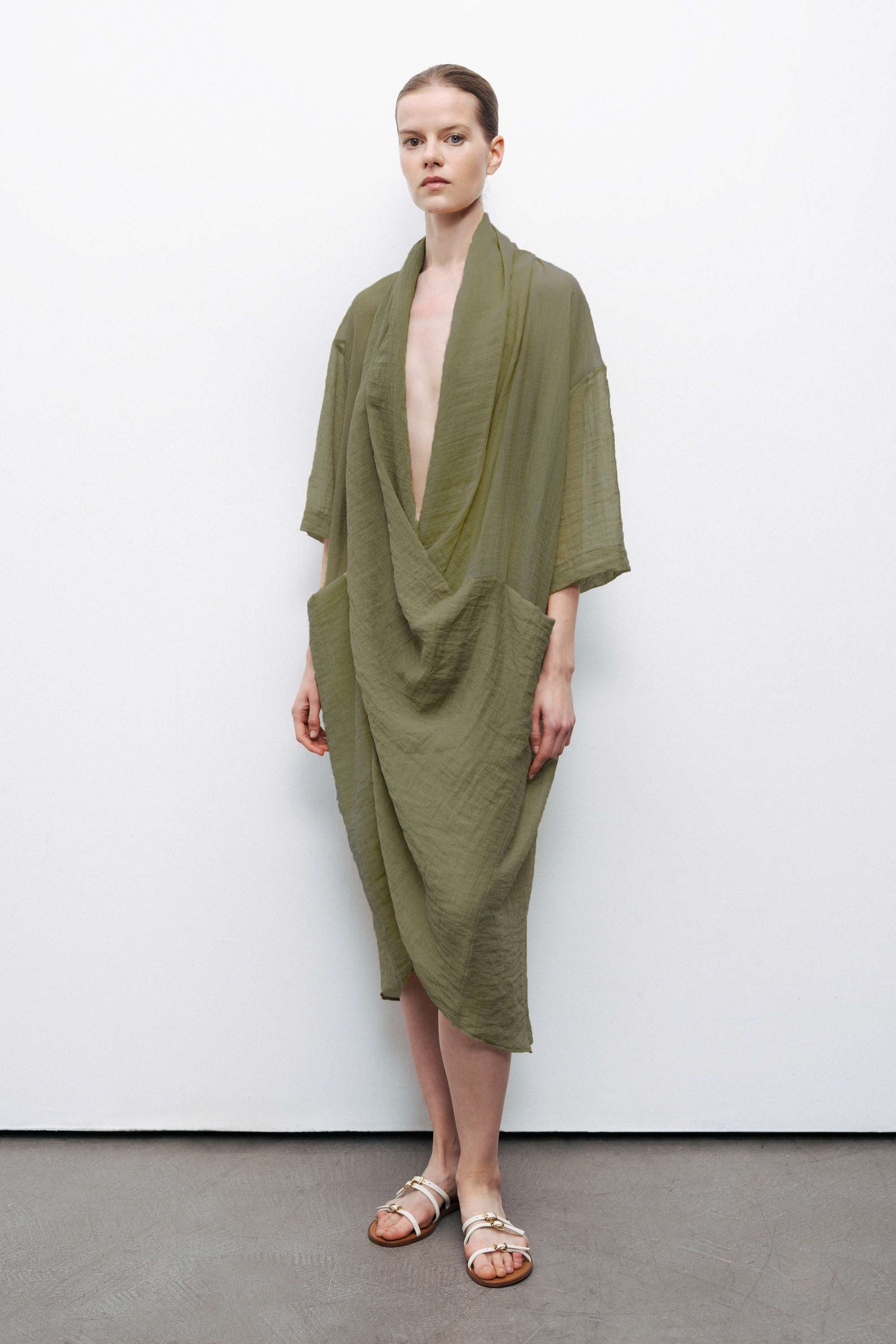 Dark Green Oversized Midi Dress