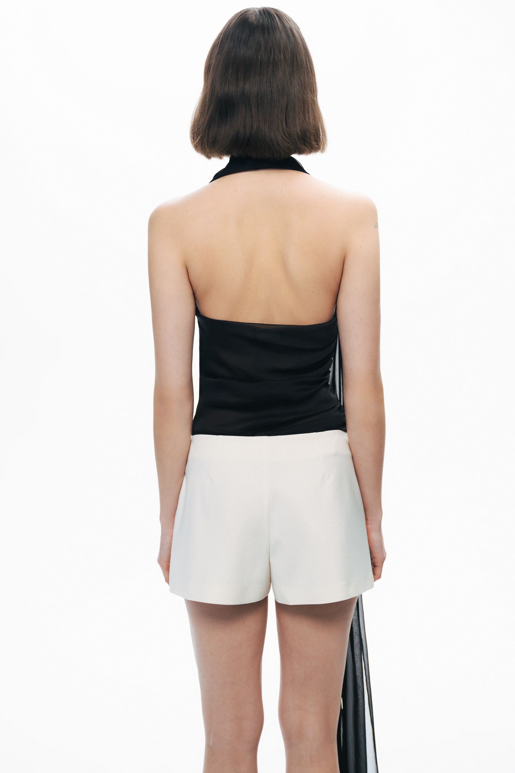 Ecru Woven Low Waist Mini Skort