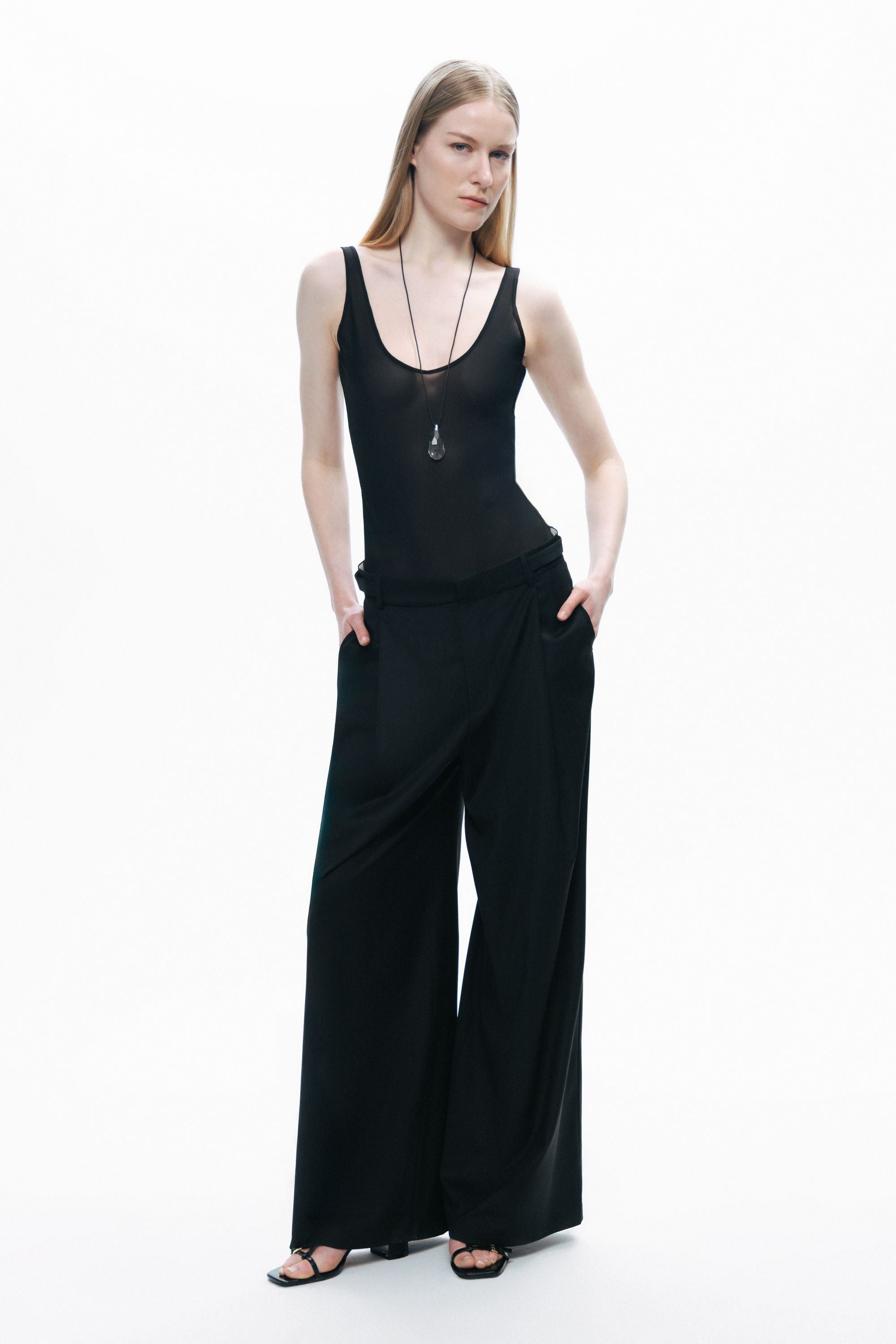 Black Sheer Opeen Back Bodysuit