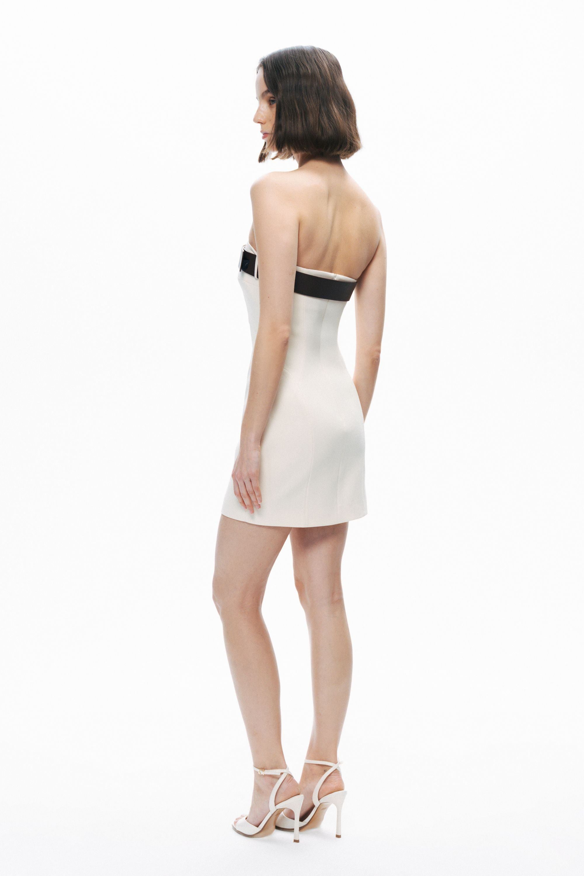 Beige Belt Detailed Mini Dress