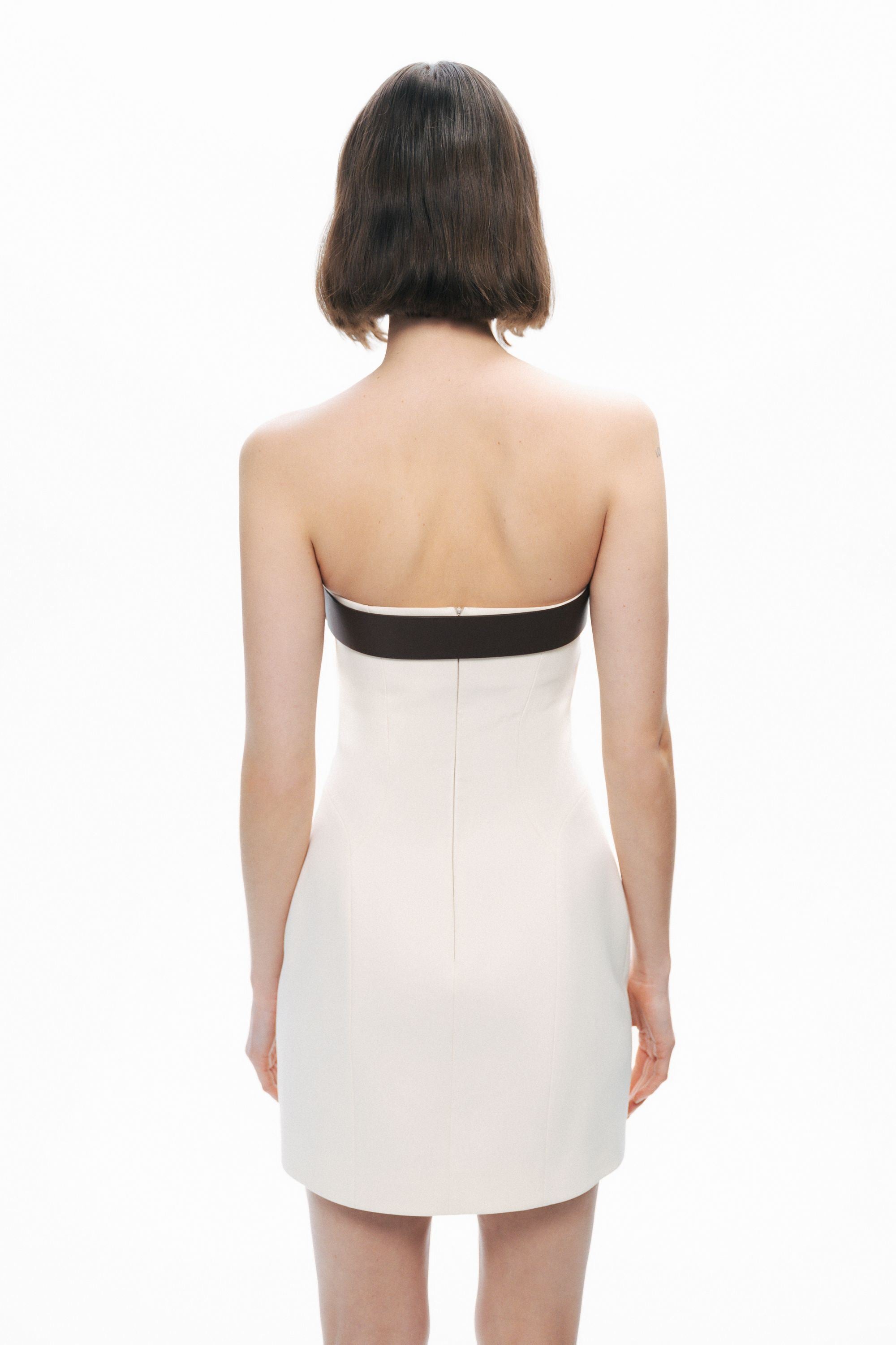 Beige Belt Detailed Mini Dress