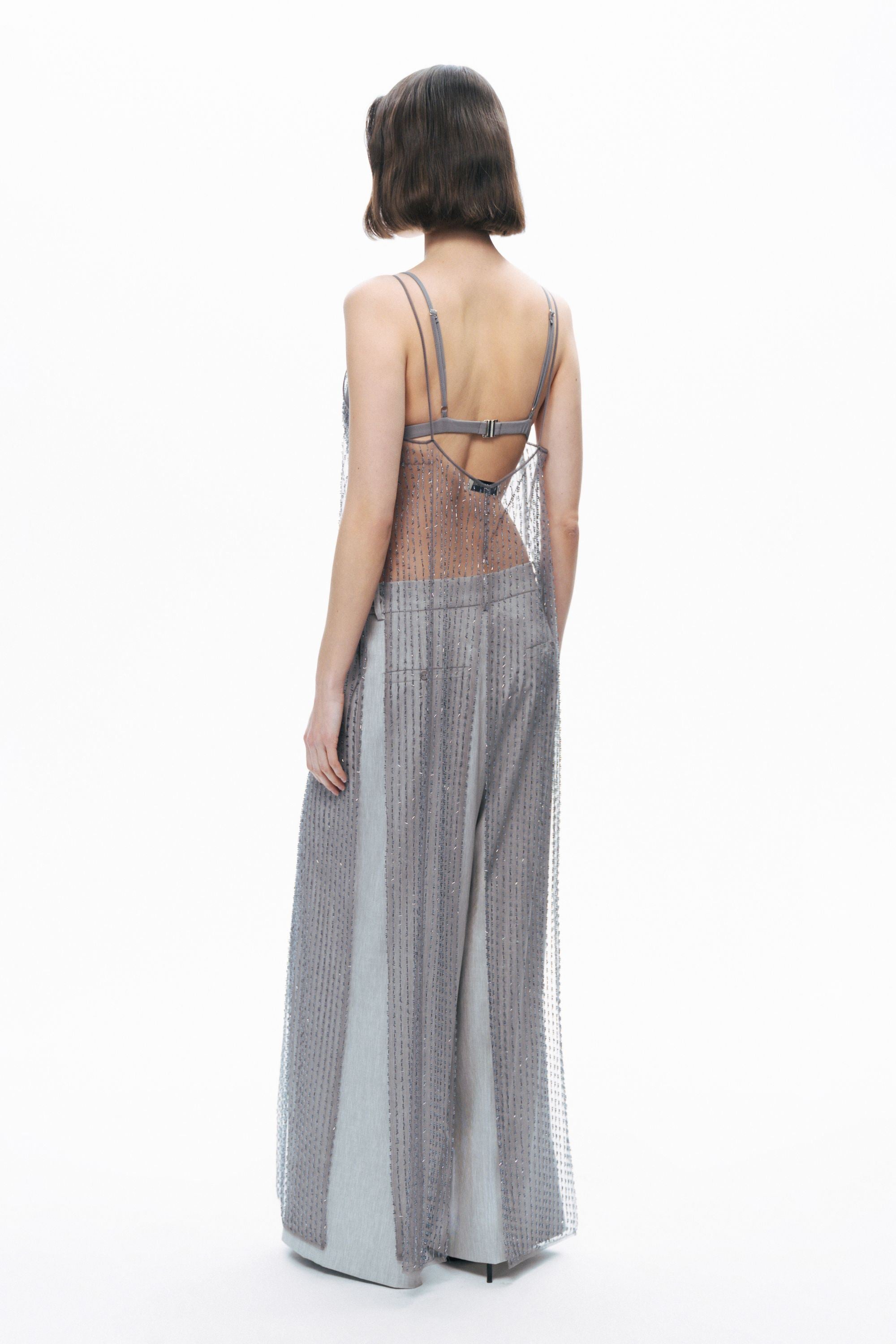 Grey Waist Detailed Low Waist Pants