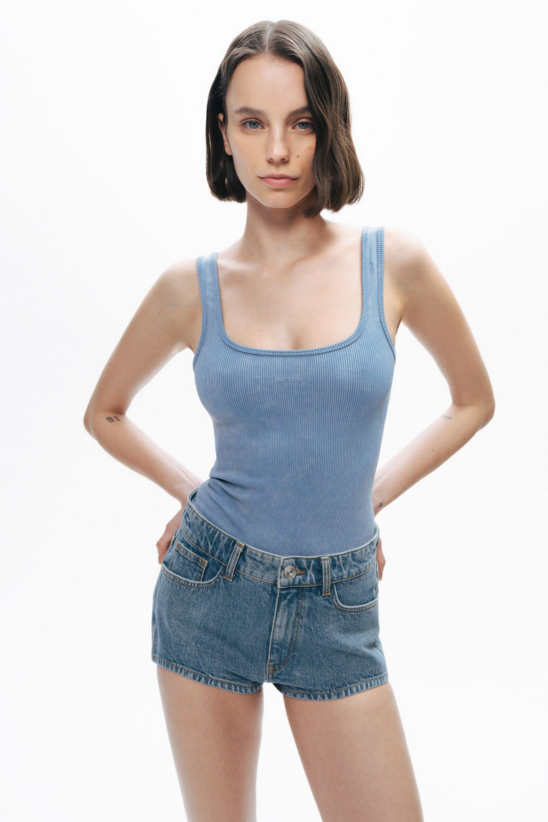 Indigo Printed Detail Crop Top