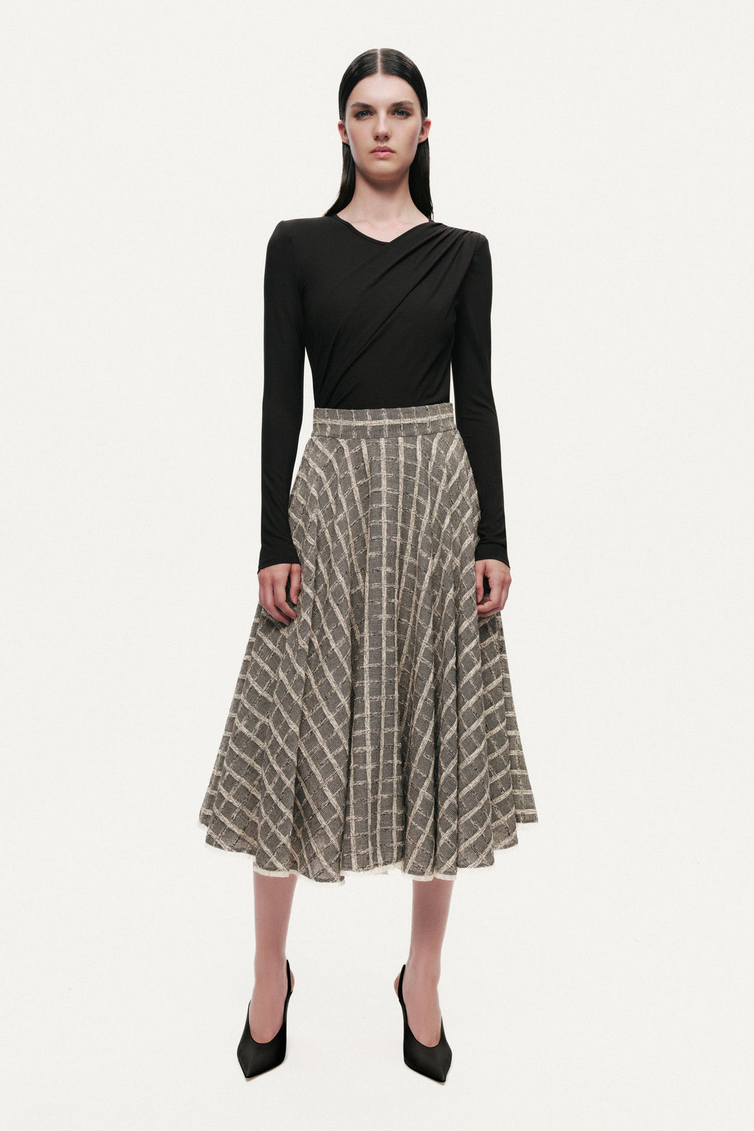 Frill Trimmed Ruffle Midi Skirt